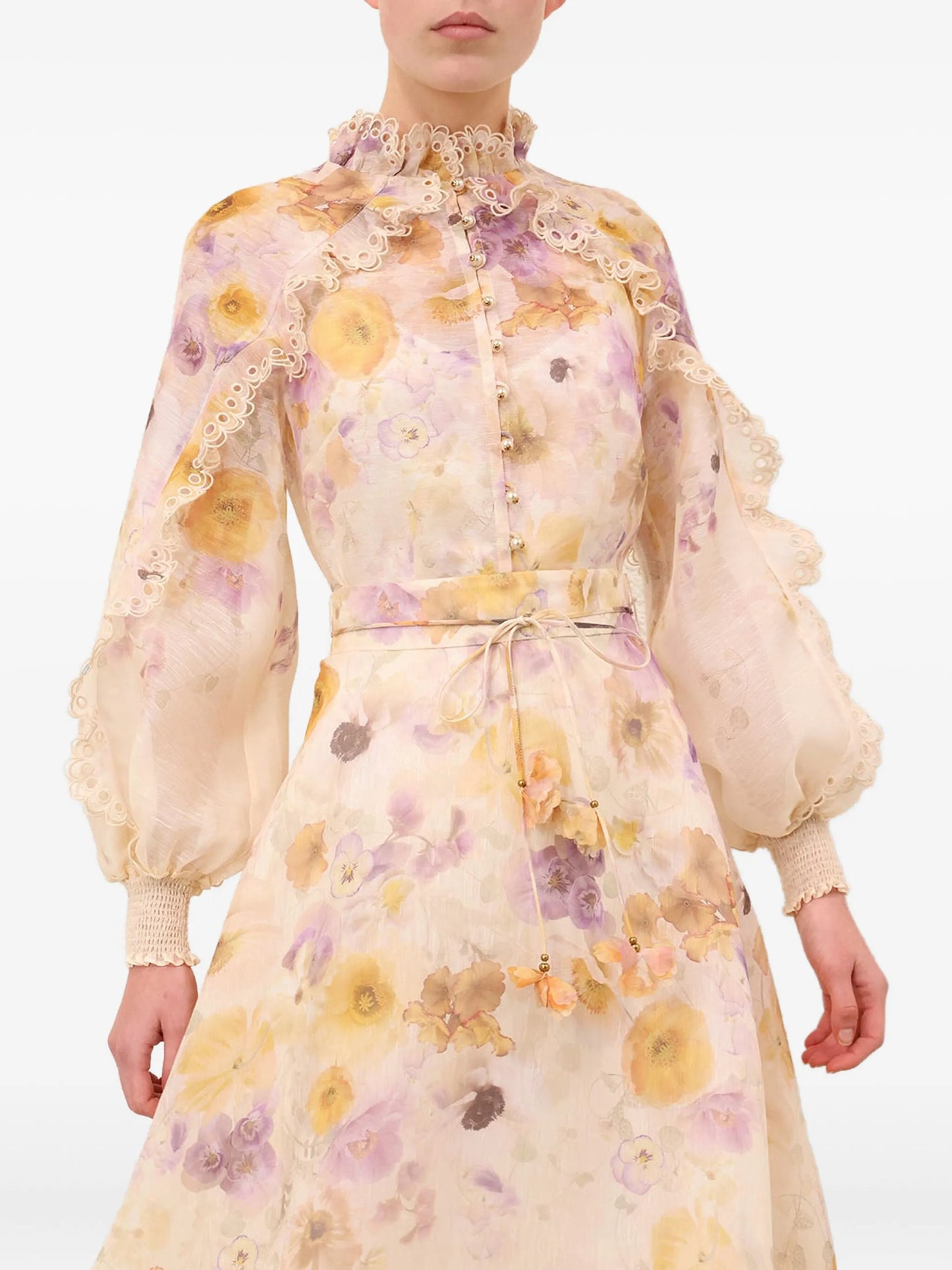Memento ruffled floral-print blouse
