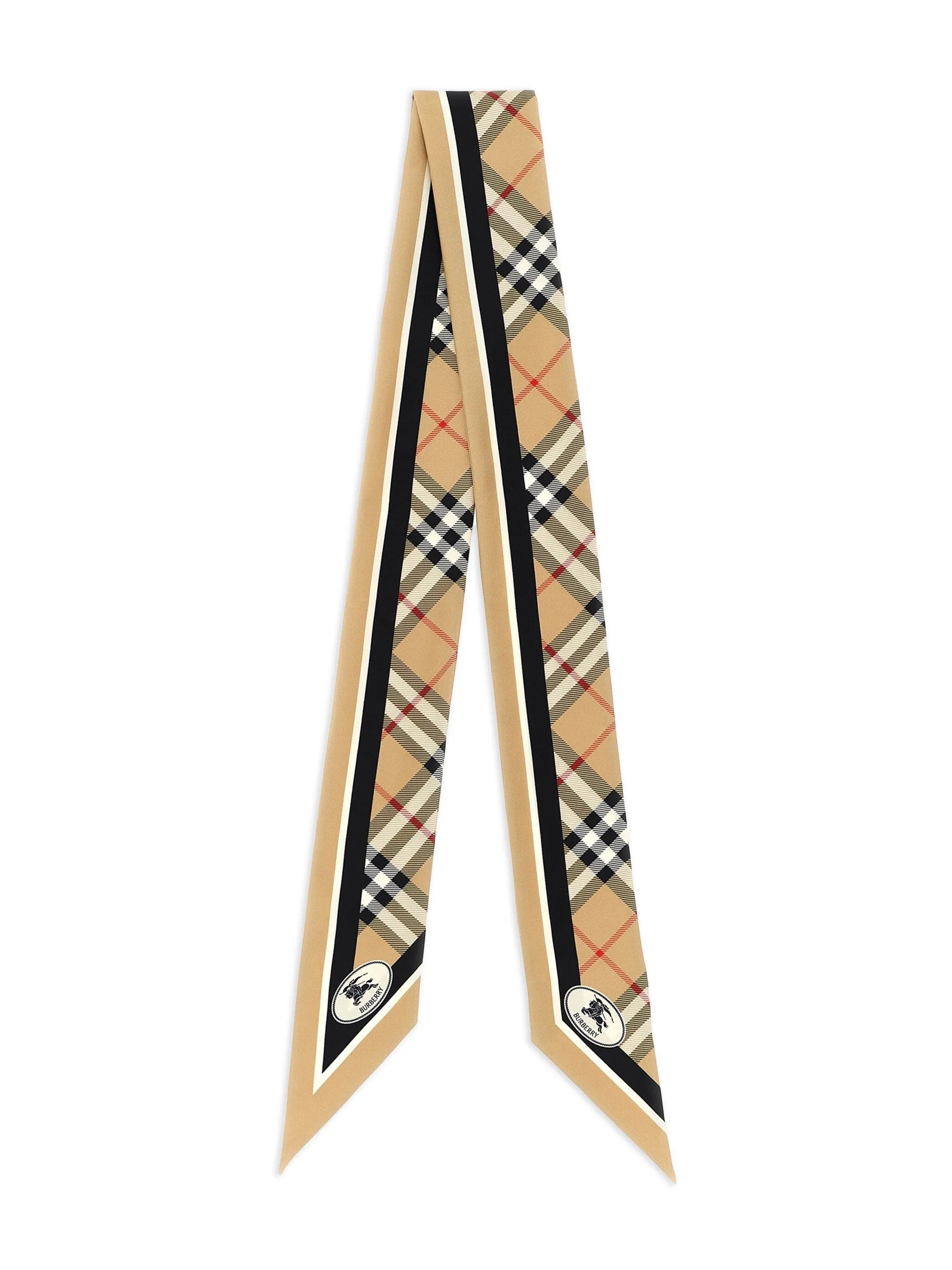skinny Check silk scarf