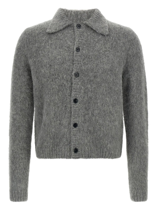 shirt-collar button cardigan