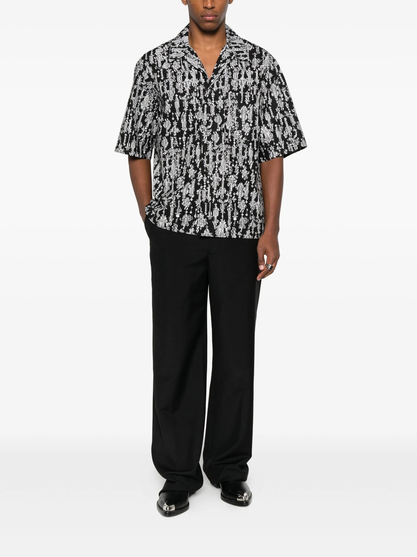 crystal-pattern short-sleeve shirt