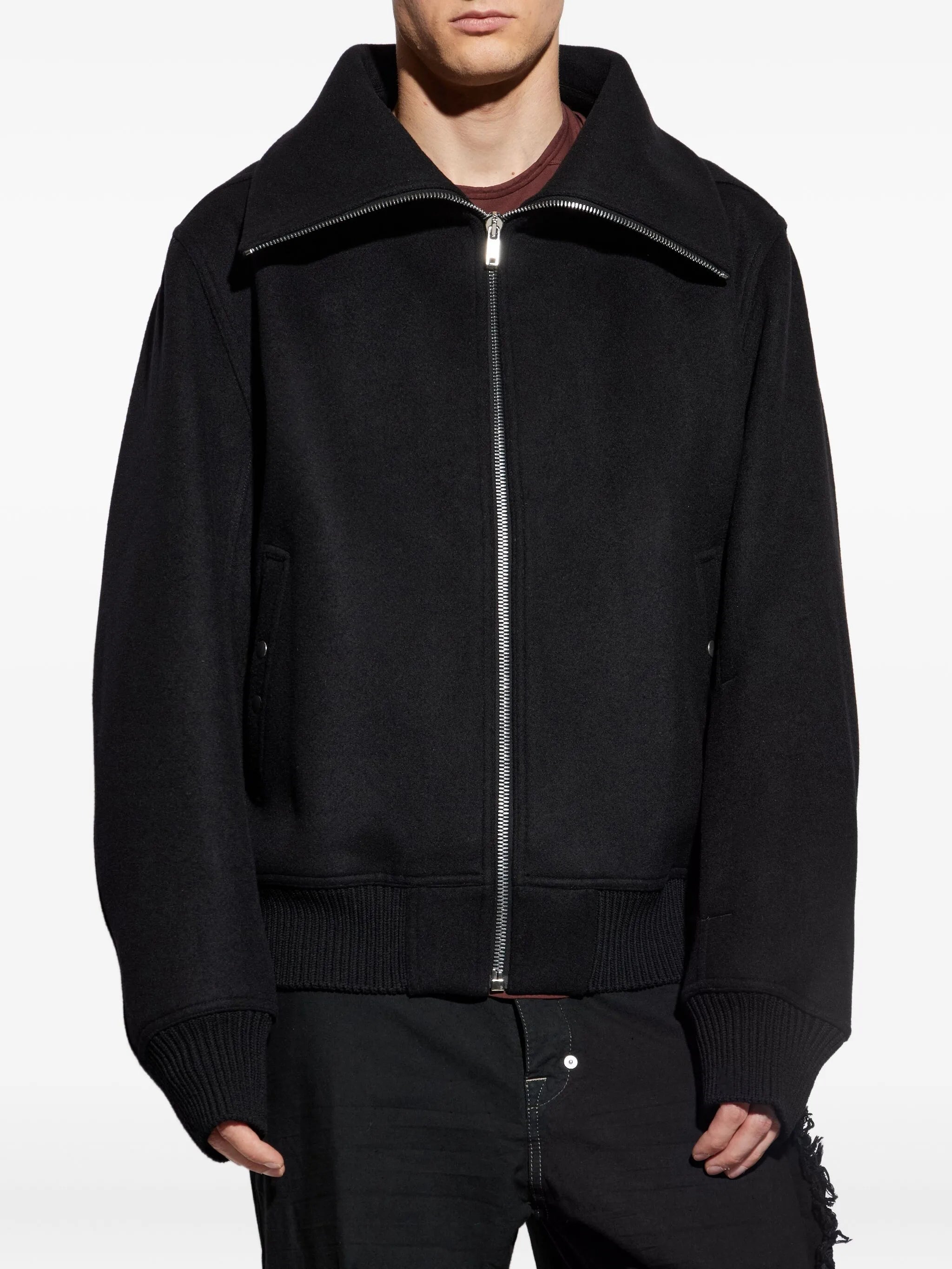 high-neck wool jacket
