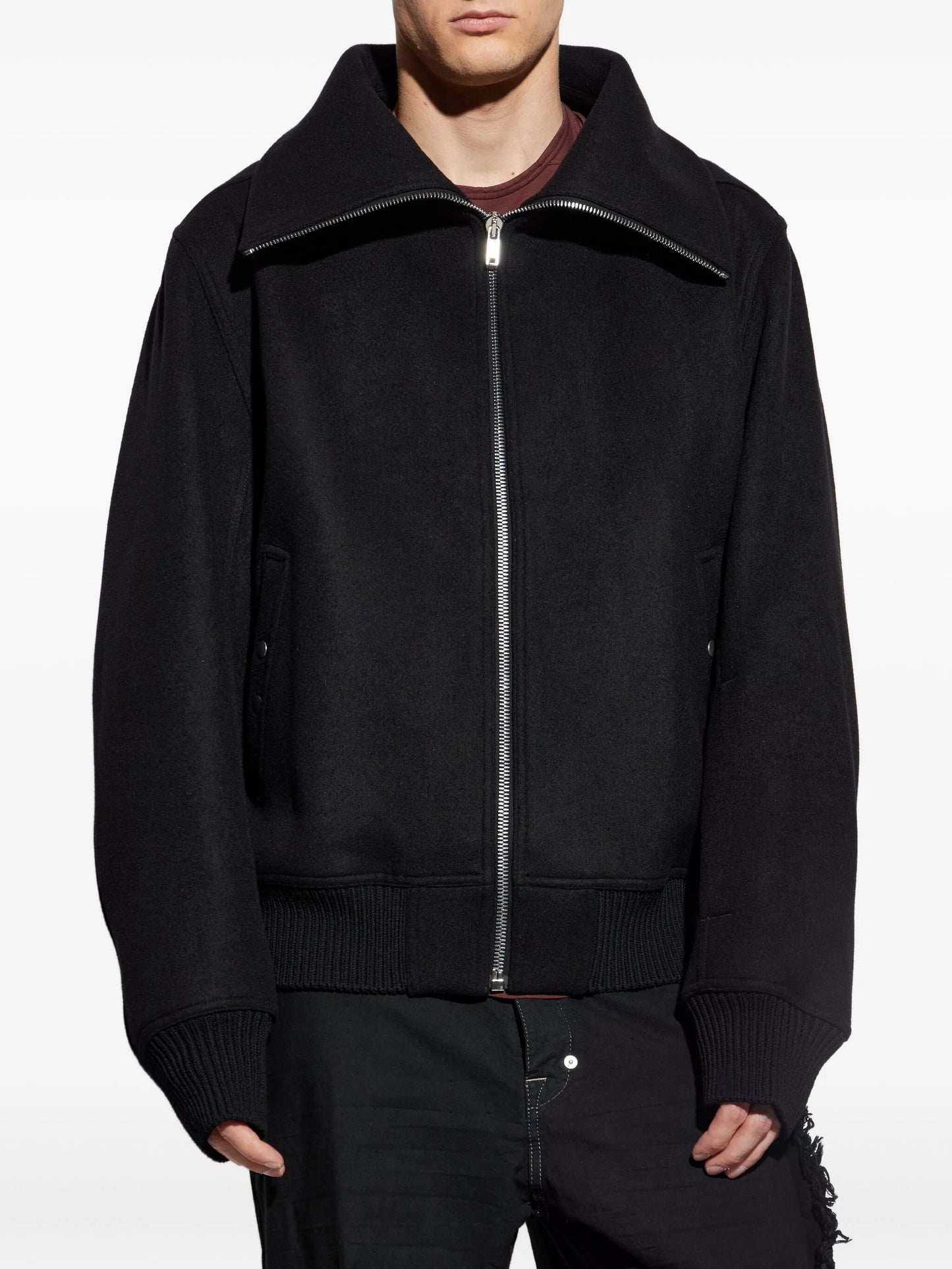 high-neck wool jacket