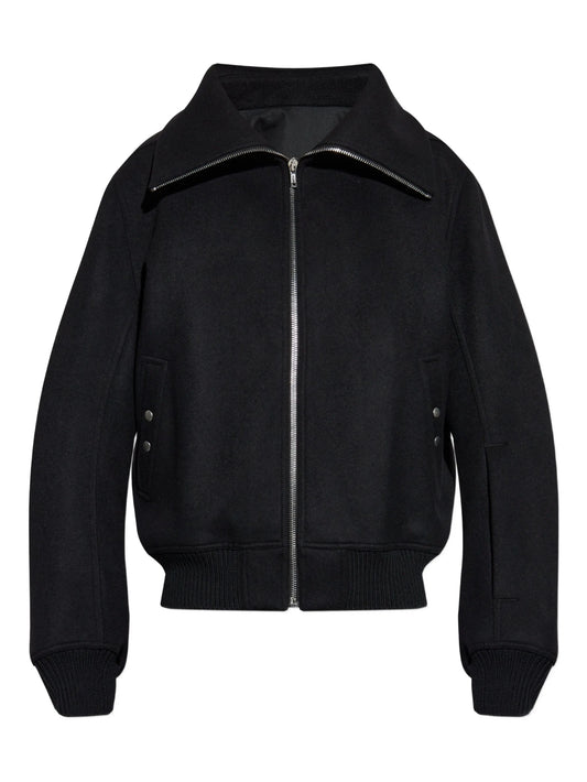 high-neck wool jacket