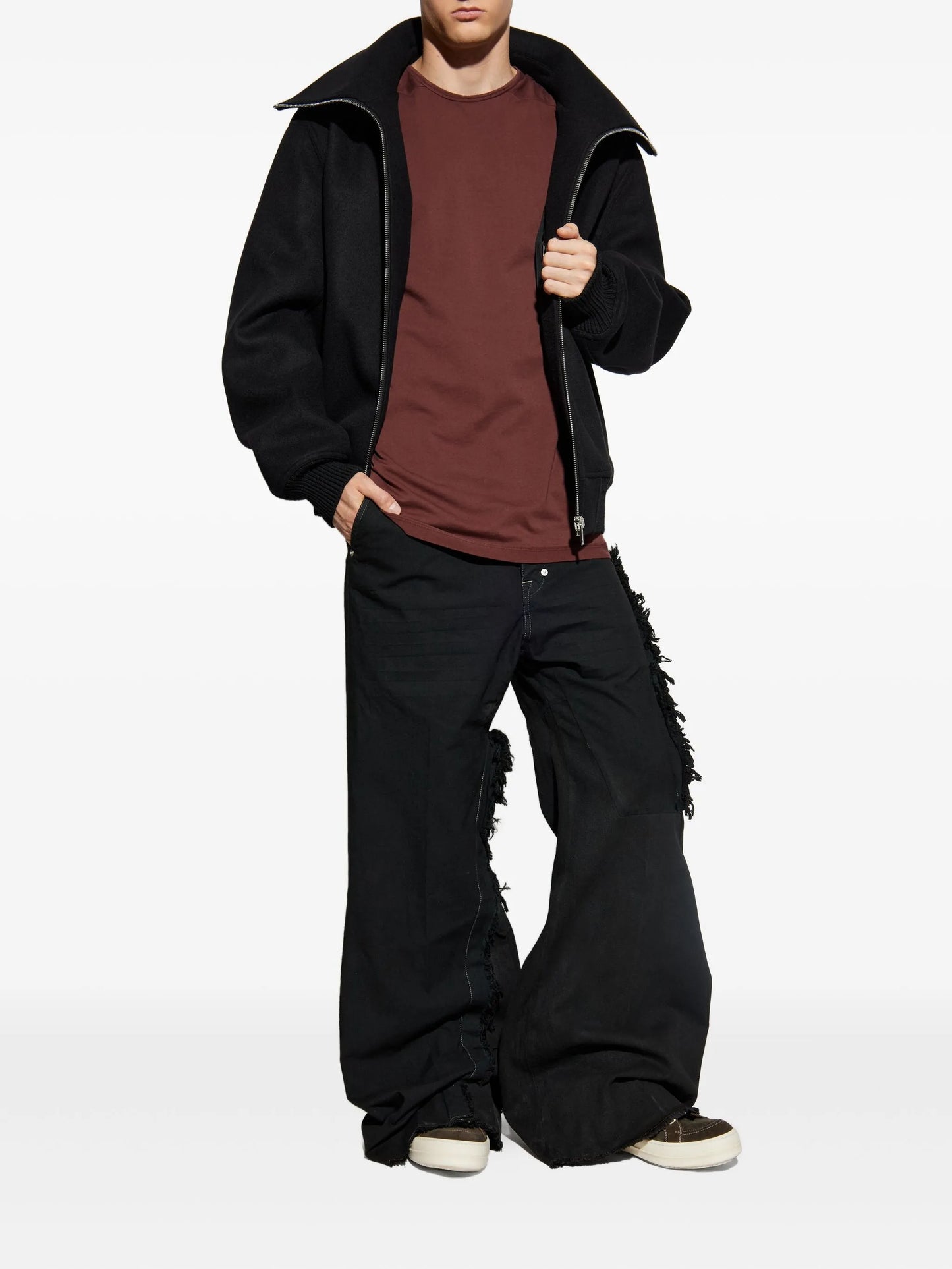 high-neck wool jacket