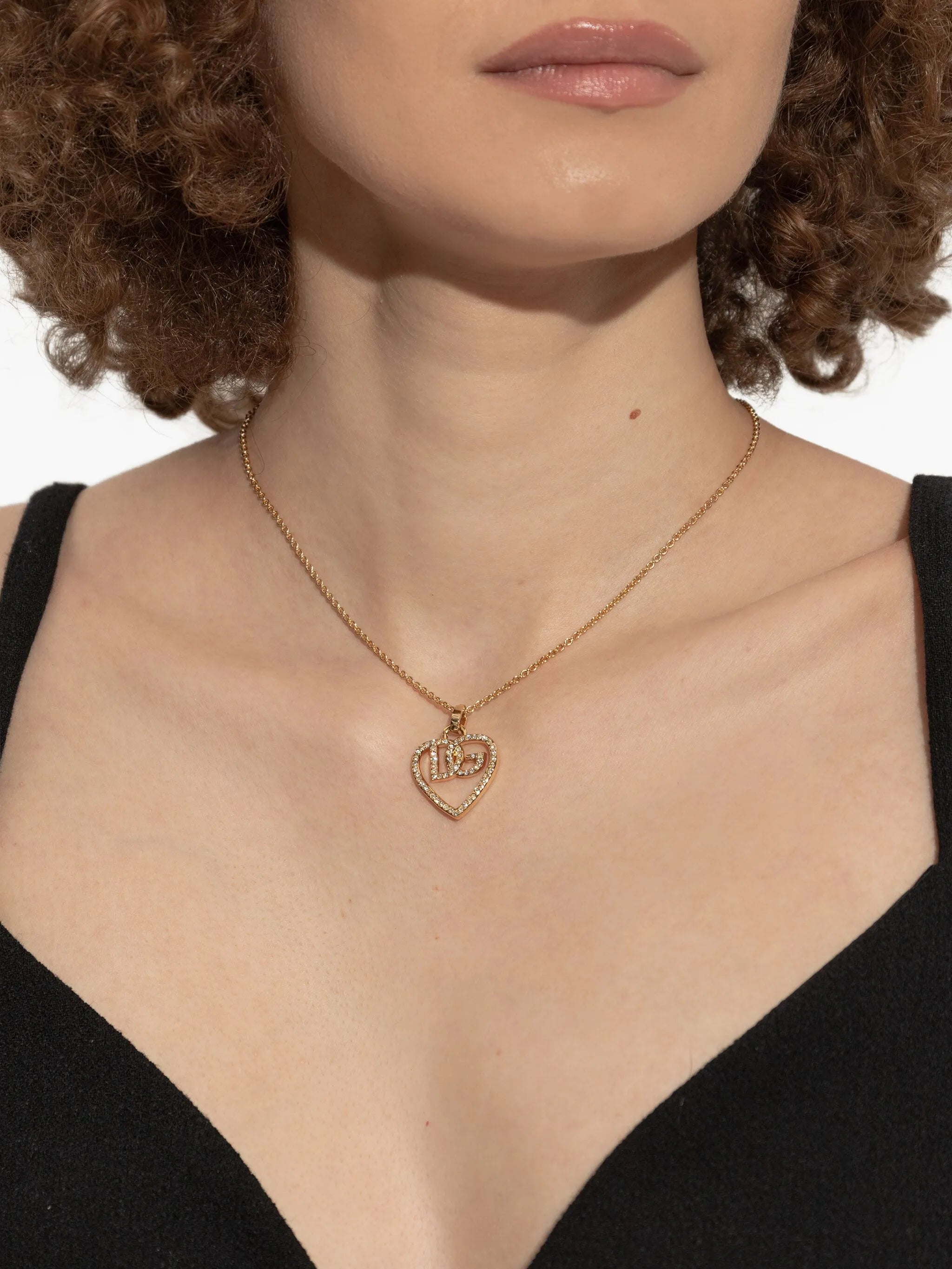 logo-pendant crystal-embellished necklace