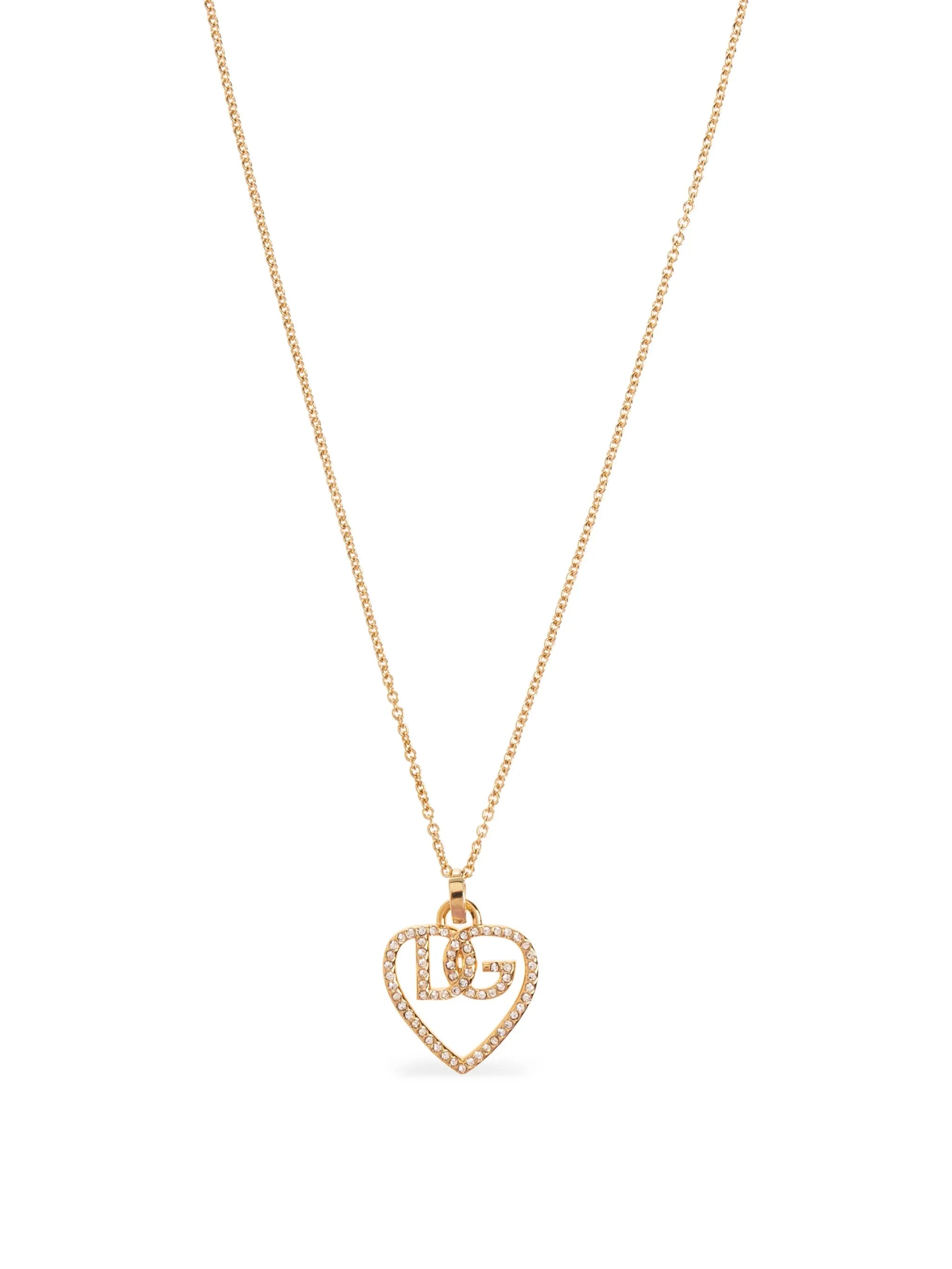 logo-pendant crystal-embellished necklace