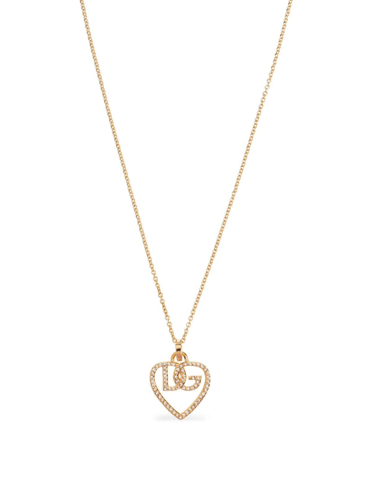 logo-pendant crystal-embellished necklace