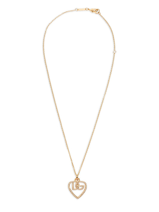 logo-pendant crystal-embellished necklace