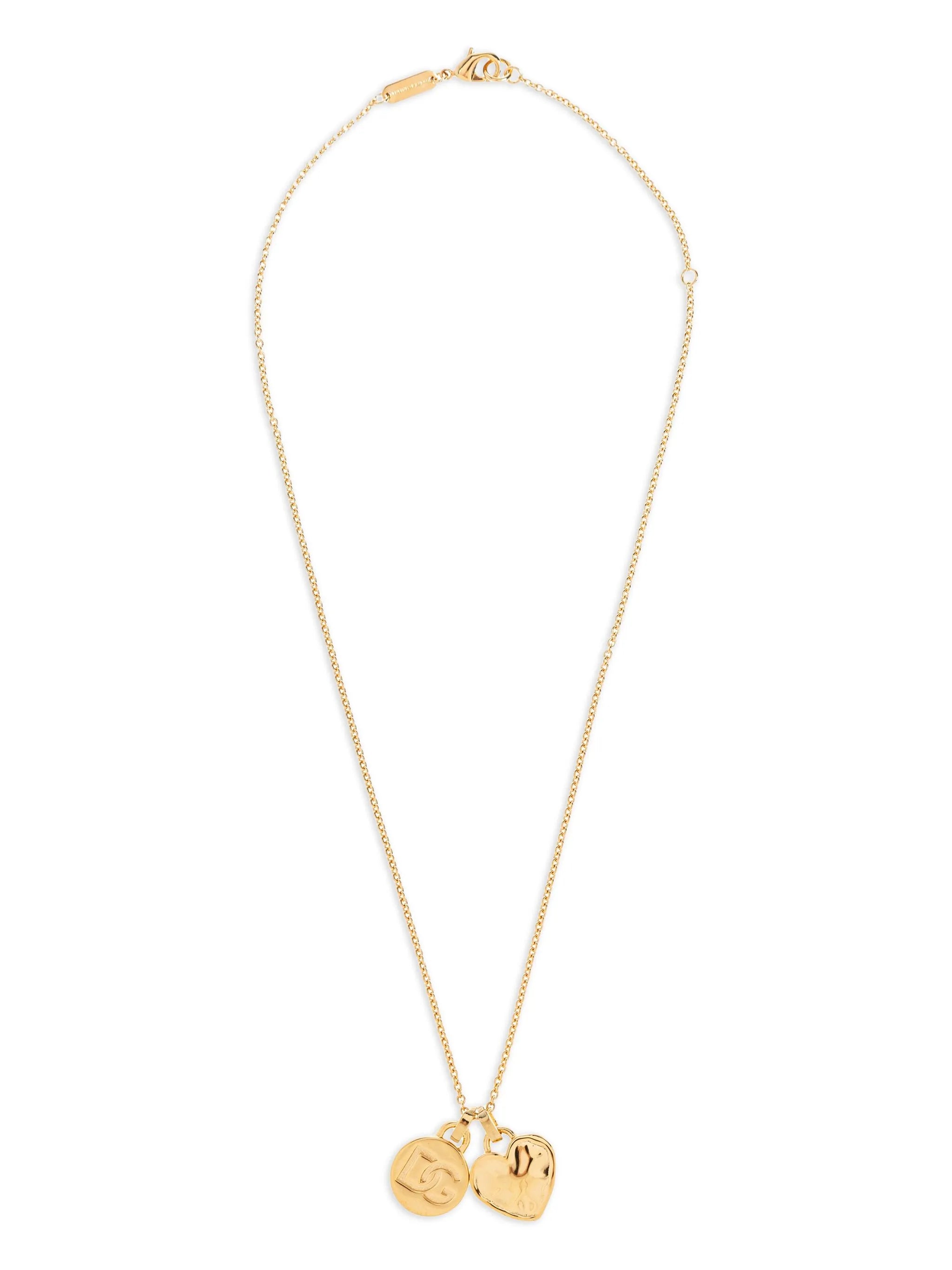 Devotion necklace with heart charm and logo medal