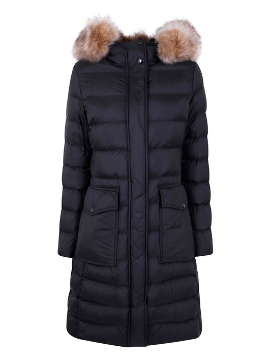fur-trimmed quilted coat