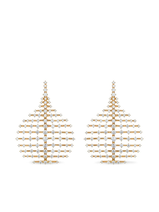 18CT yellow gold Disco diamond earrings
