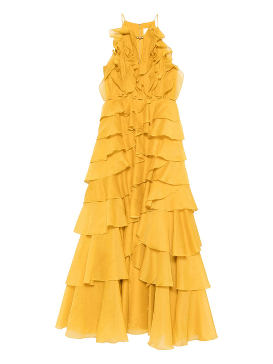 Cleo ruffled gown maxi dress