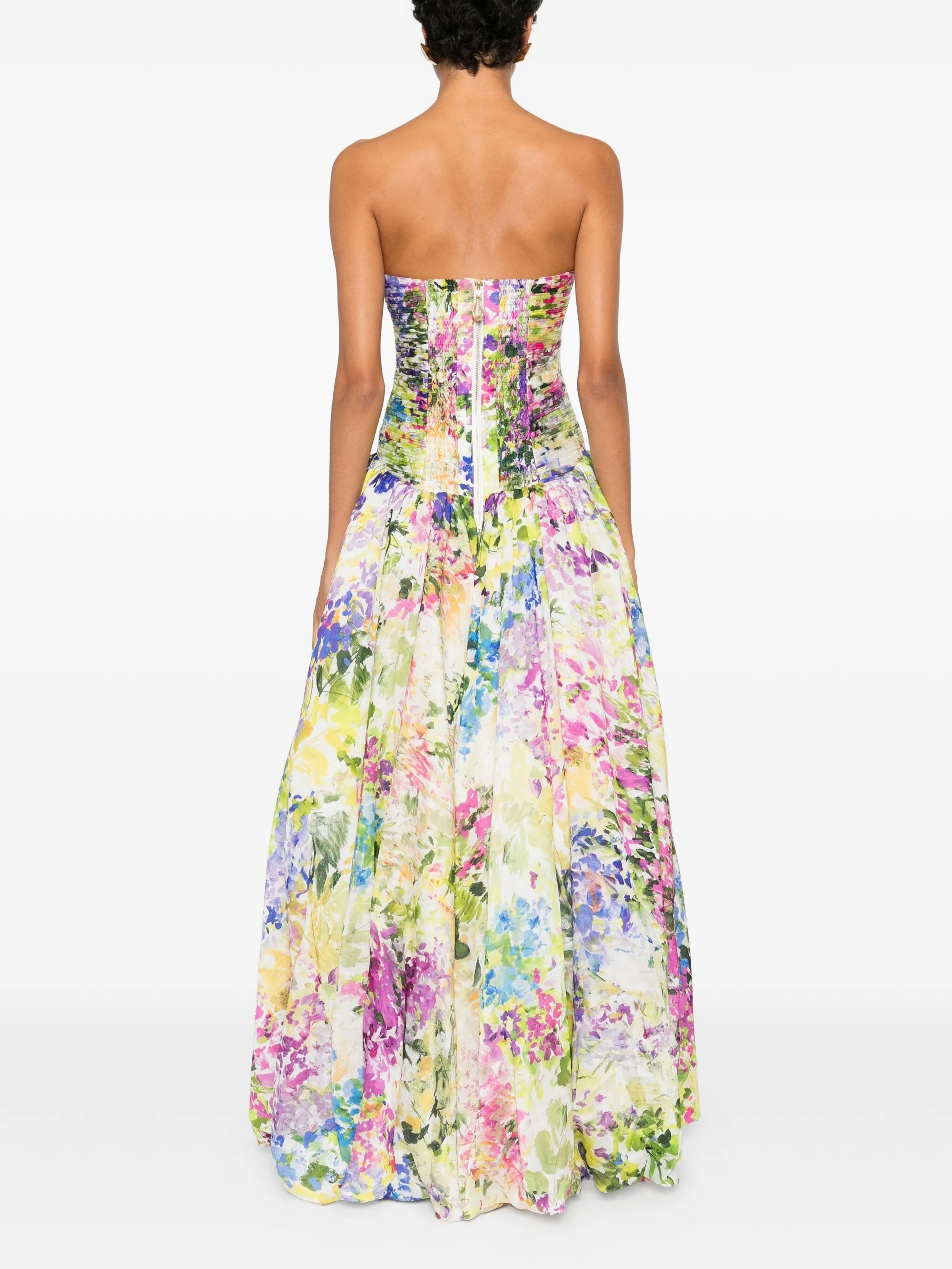 Dahlia floral-print gown dress