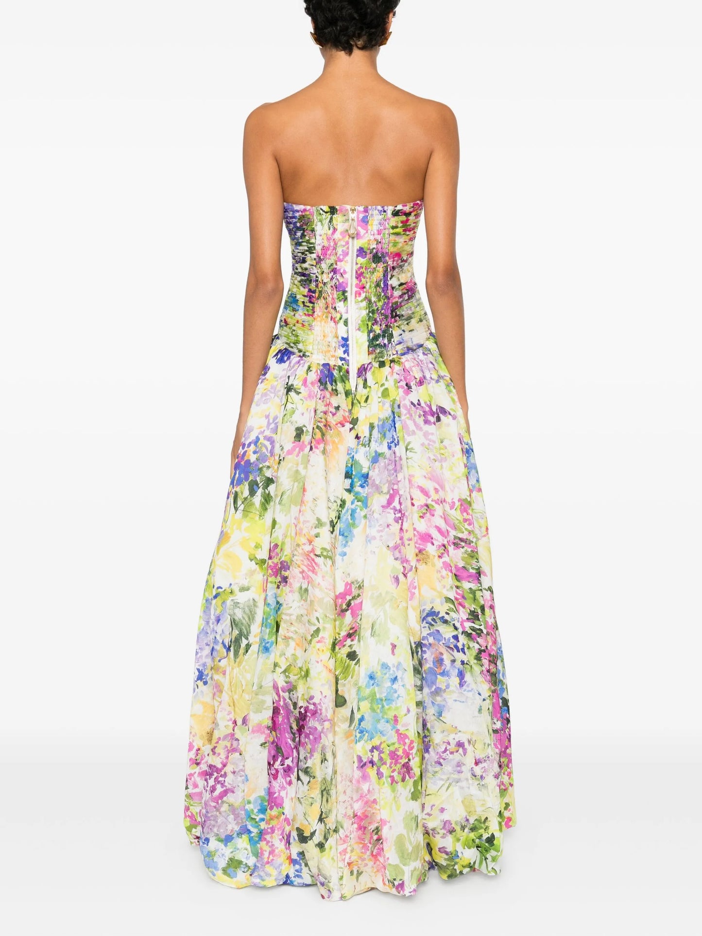 Dahlia floral-print gown dress