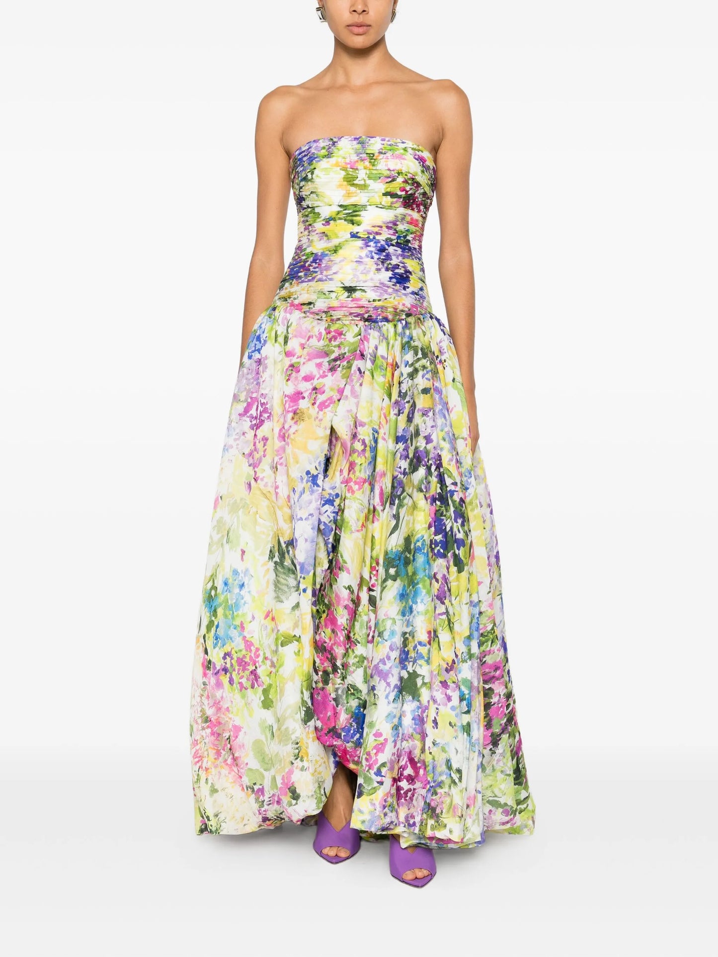 Dahlia floral-print gown dress