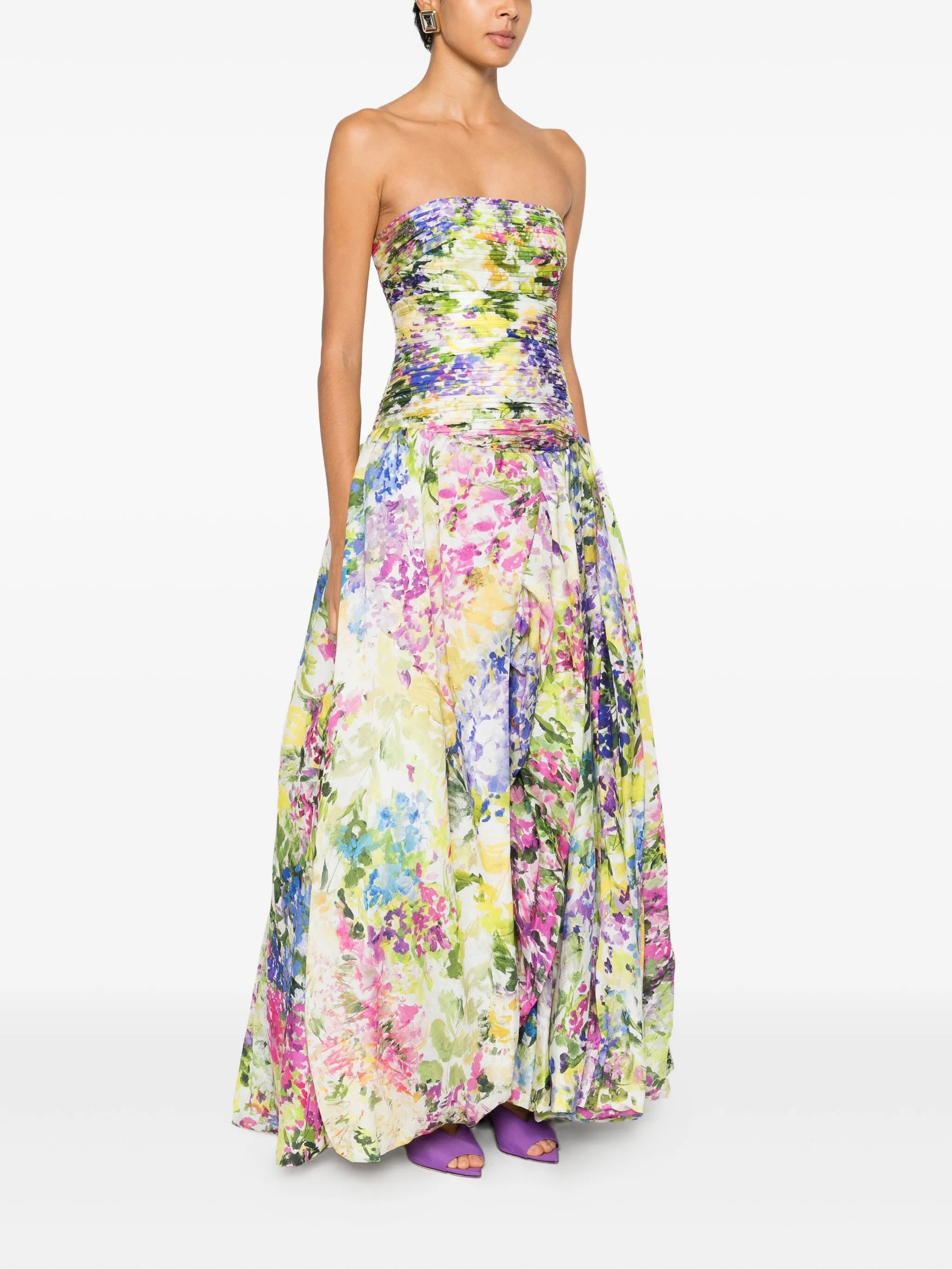 Dahlia floral-print gown dress