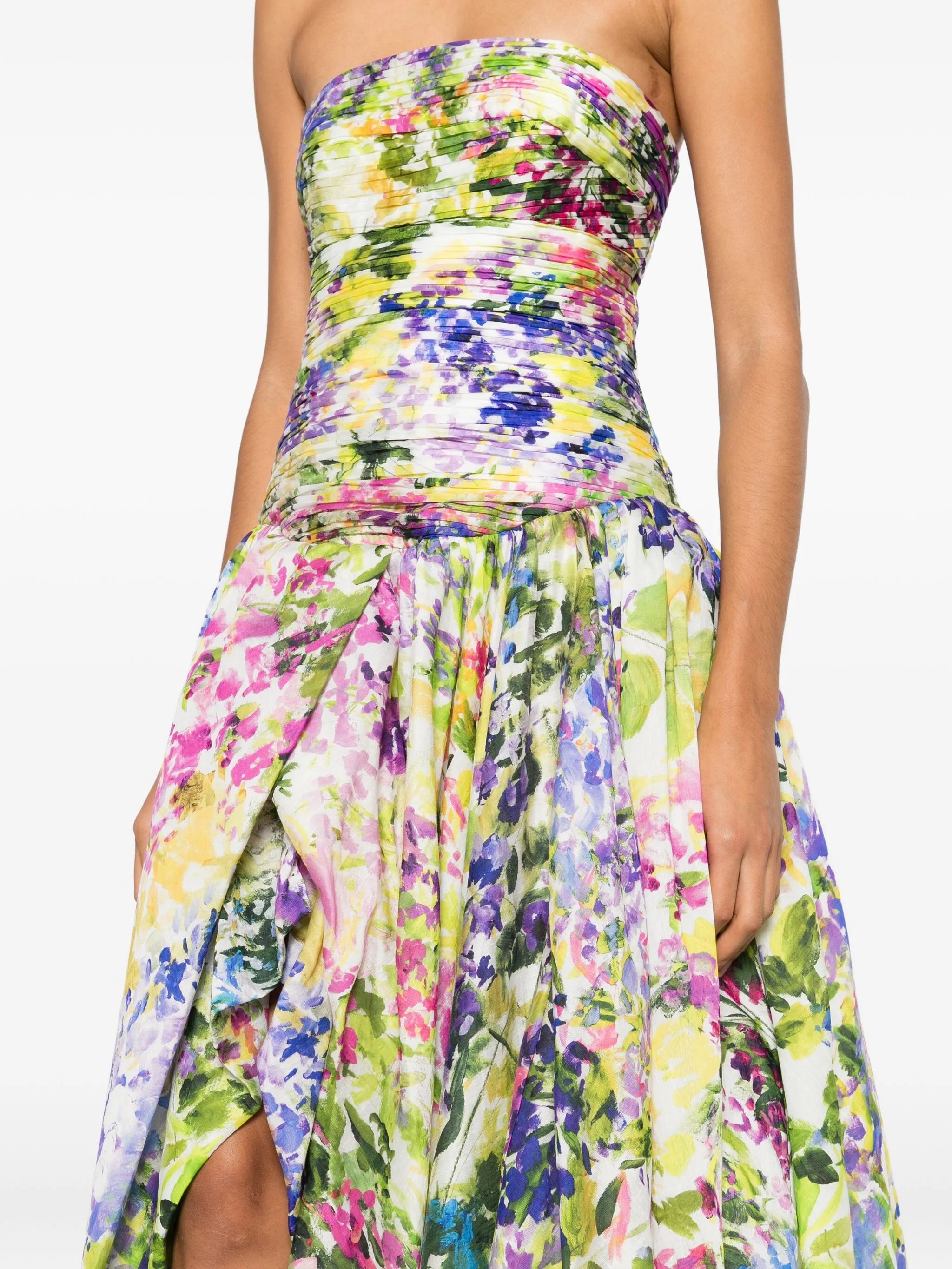 Dahlia floral-print gown dress