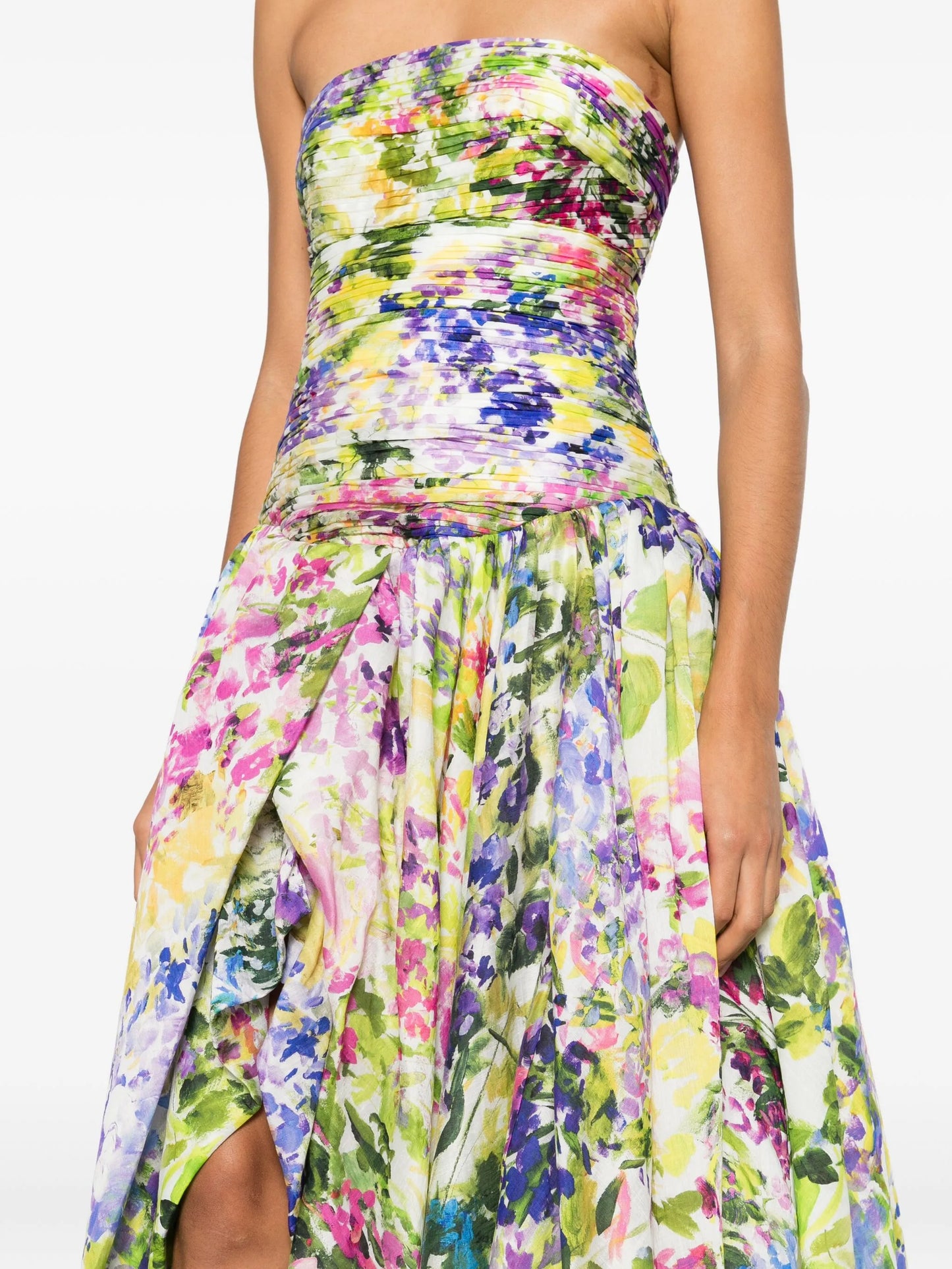 Dahlia floral-print gown dress