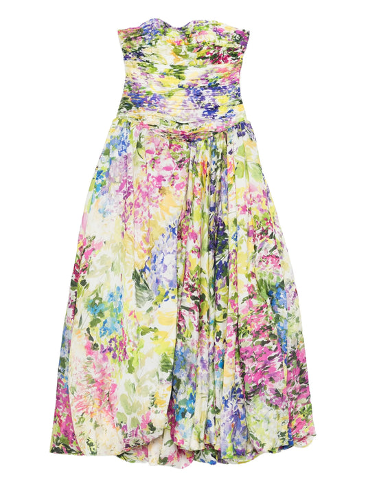 Dahlia floral-print gown dress