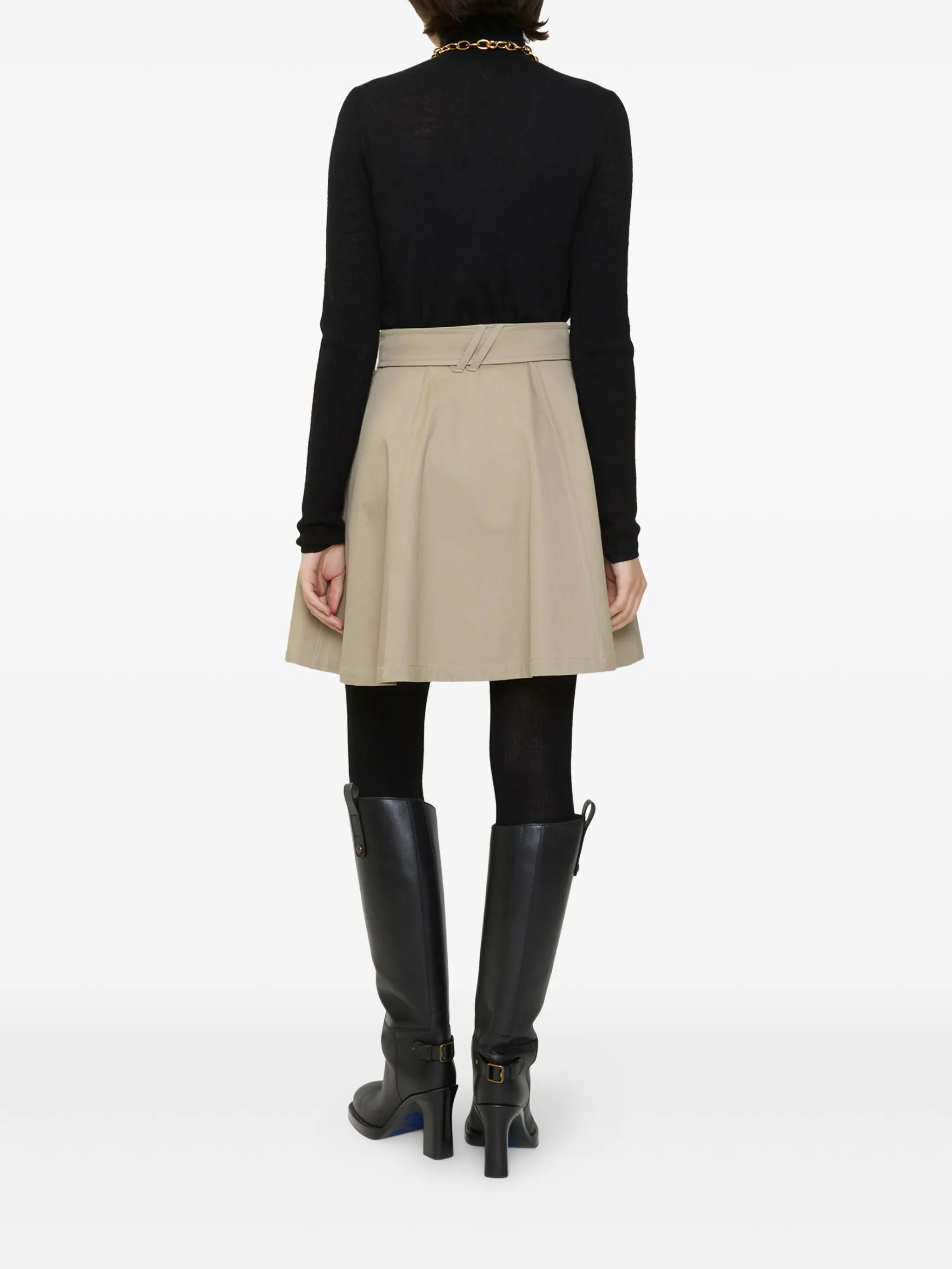 belted double-breasted skirt