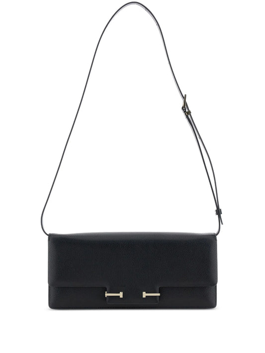 Enlongated leather shoulder bag