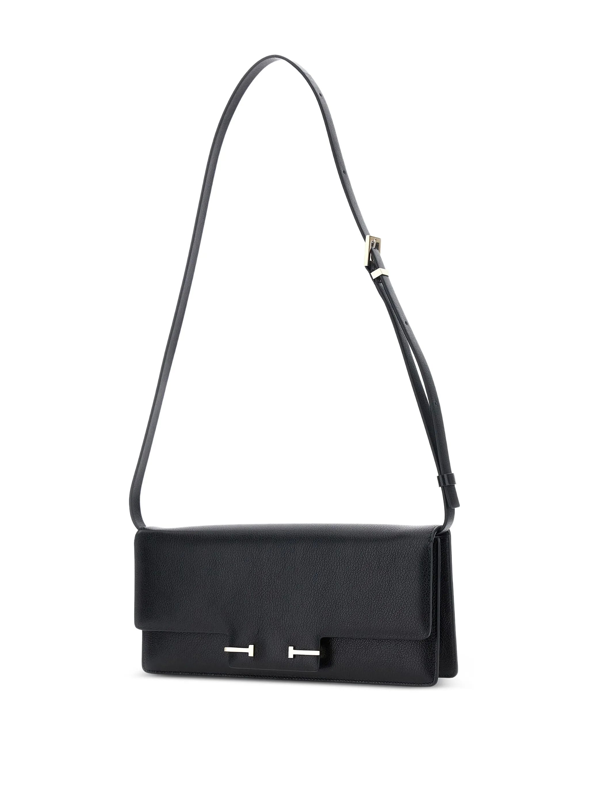 Enlongated leather shoulder bag