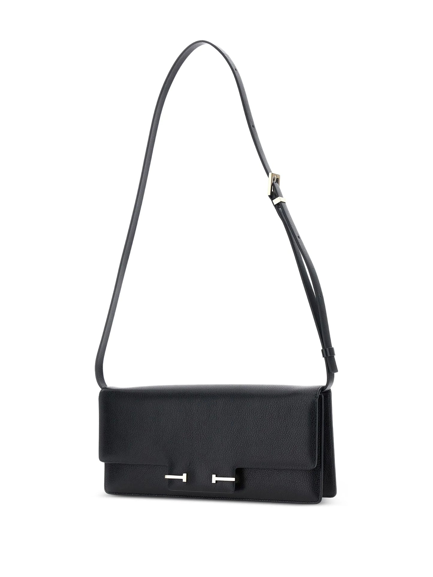Enlongated leather shoulder bag