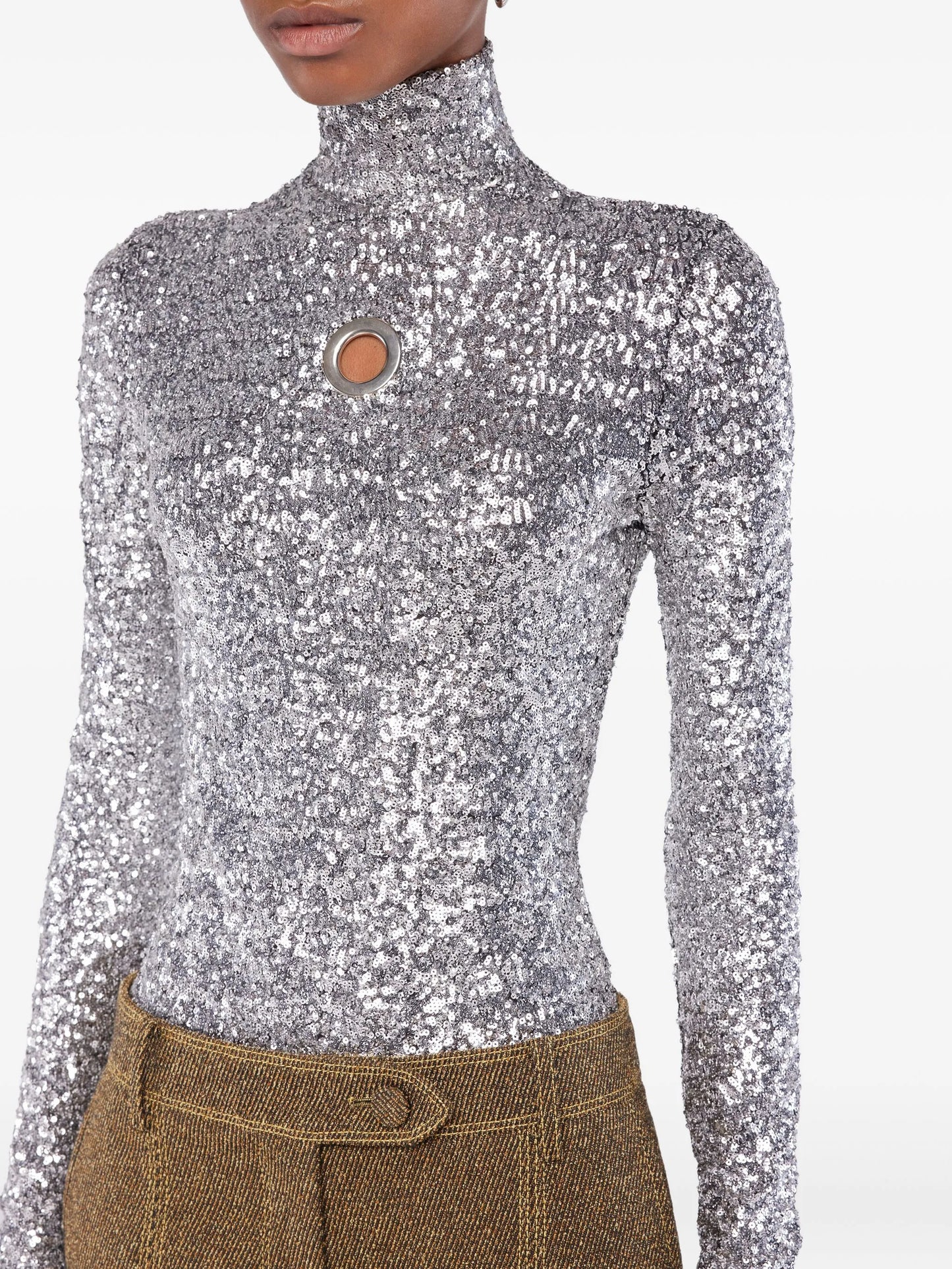 cut-out long-sleeved top