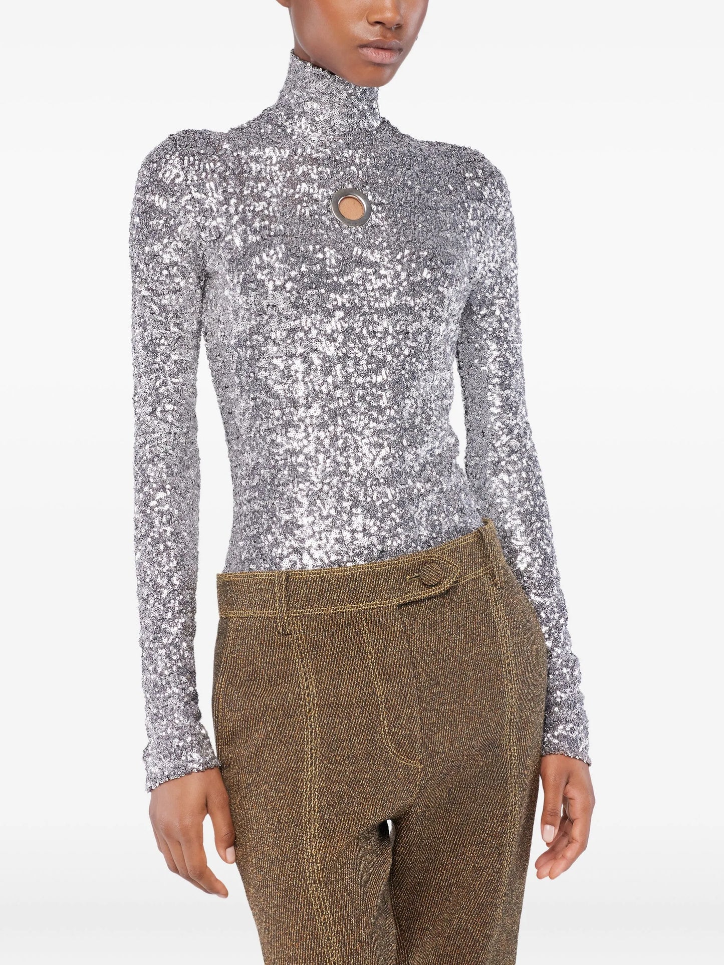 cut-out long-sleeved top