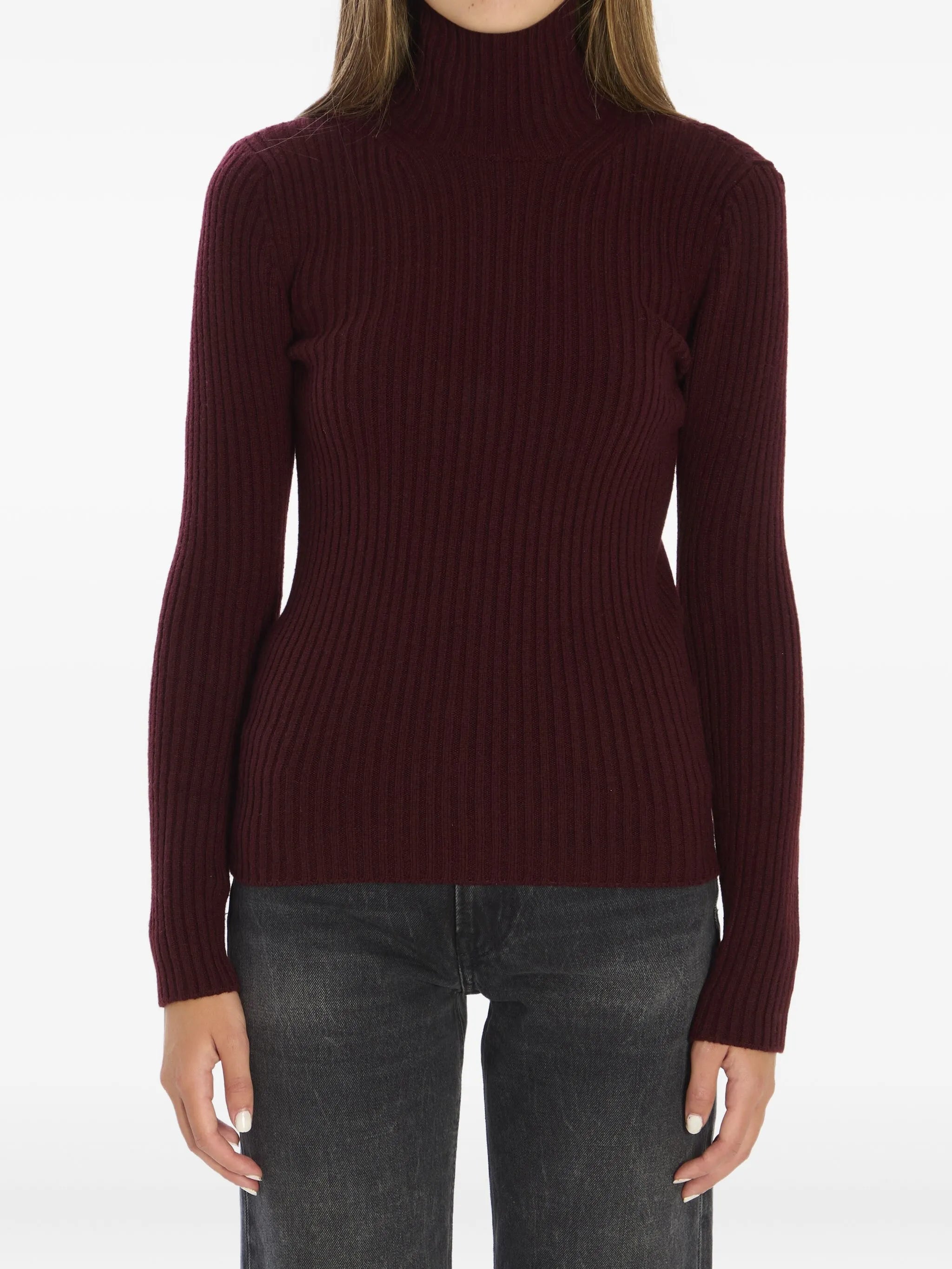 ribbed high-neck sweater