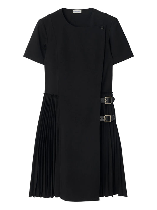 pleated wrap mini dress