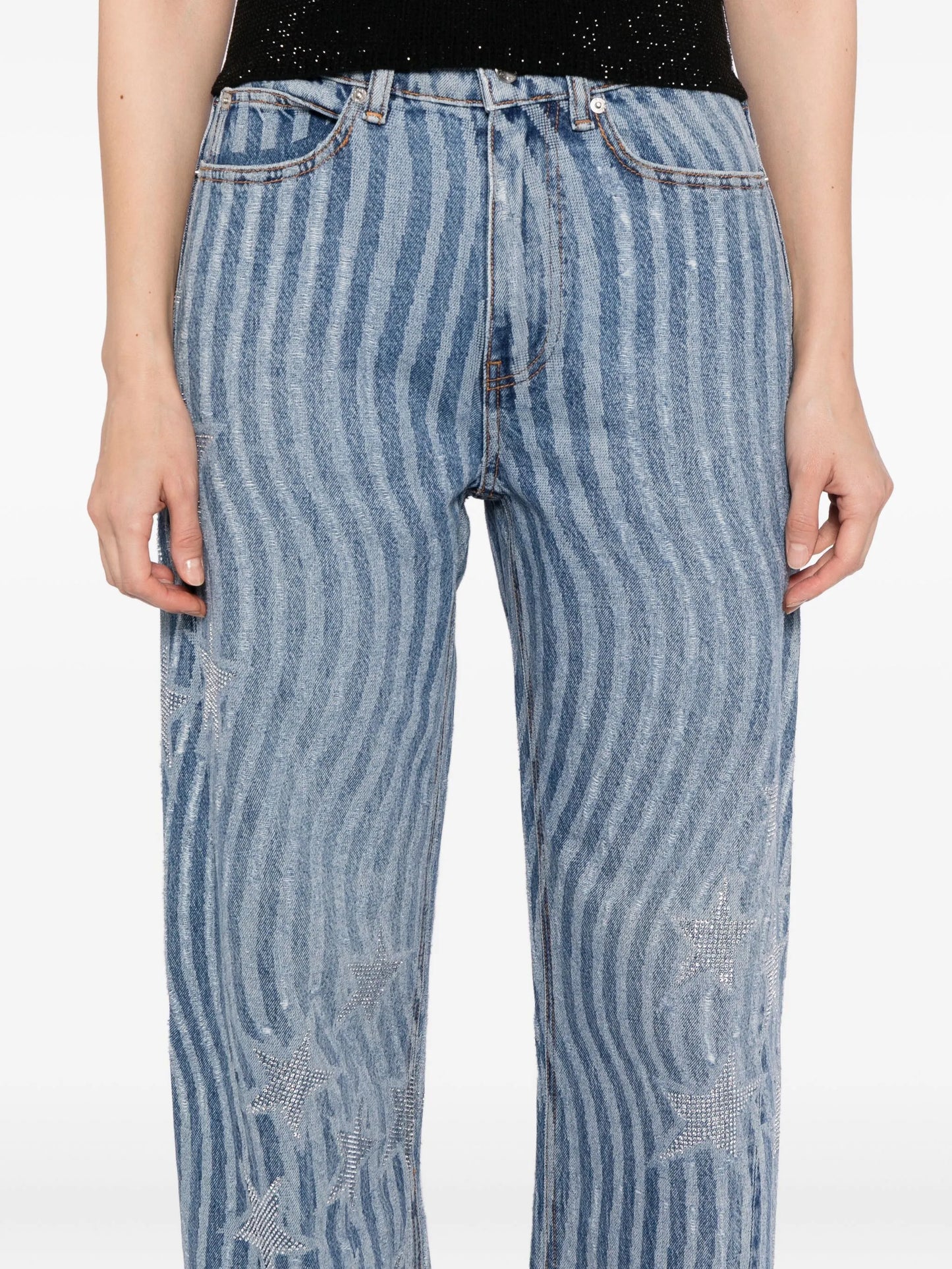 star-embellished jeans