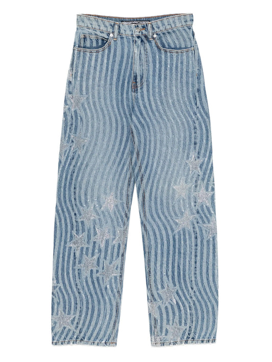 star-embellished jeans