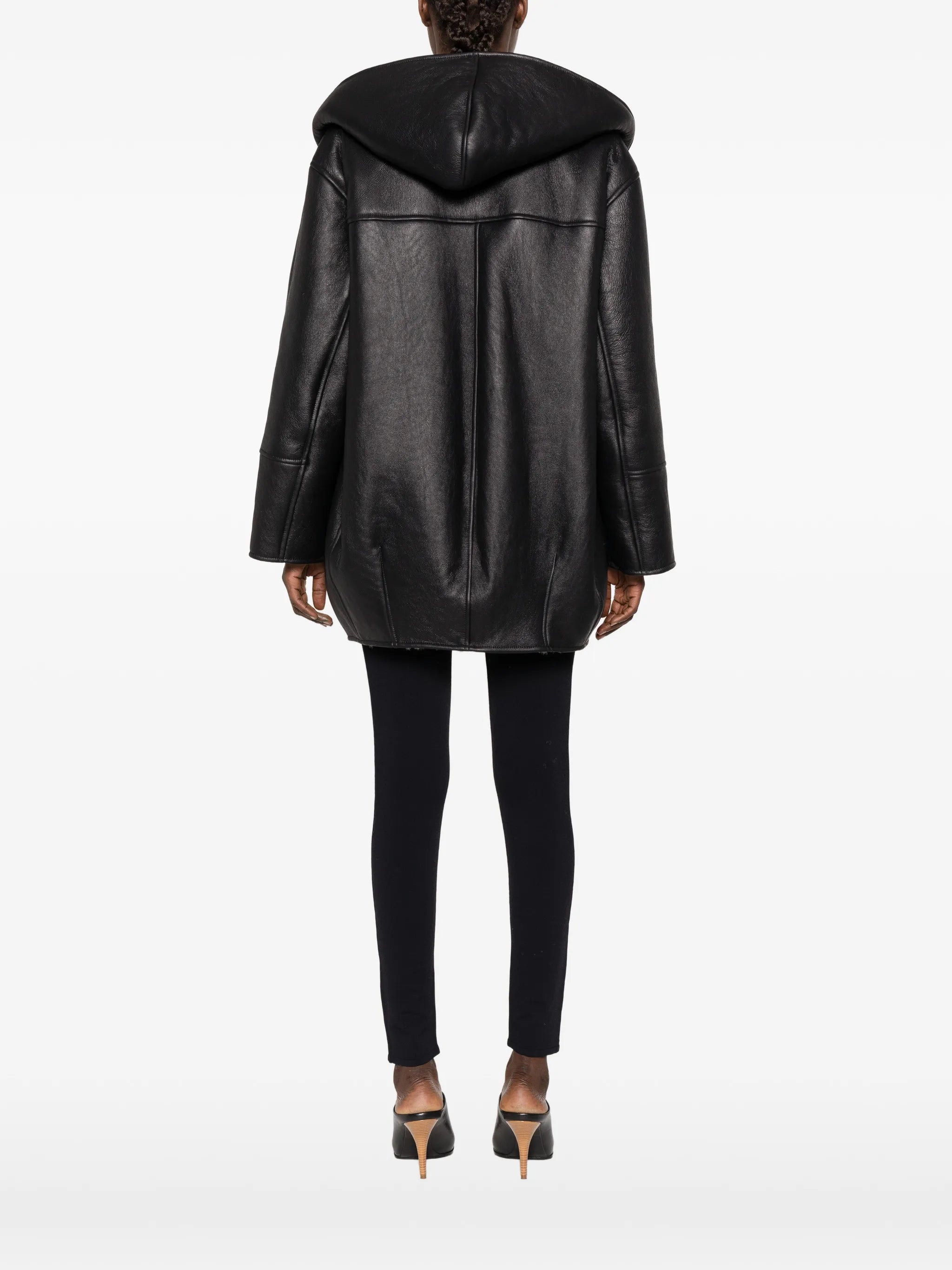 hooded shearling coat