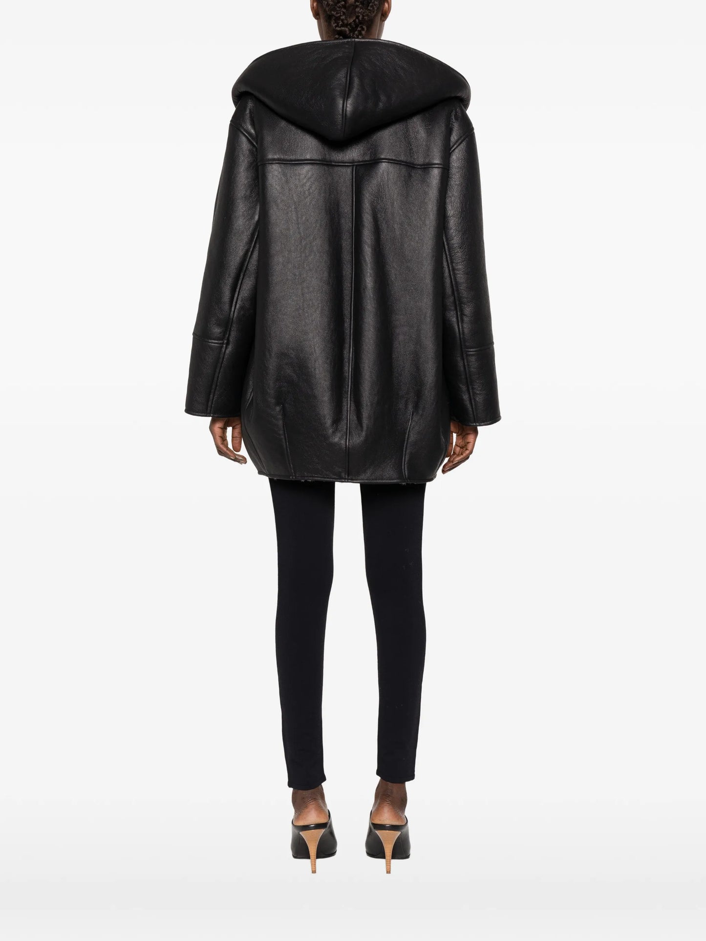 hooded shearling coat