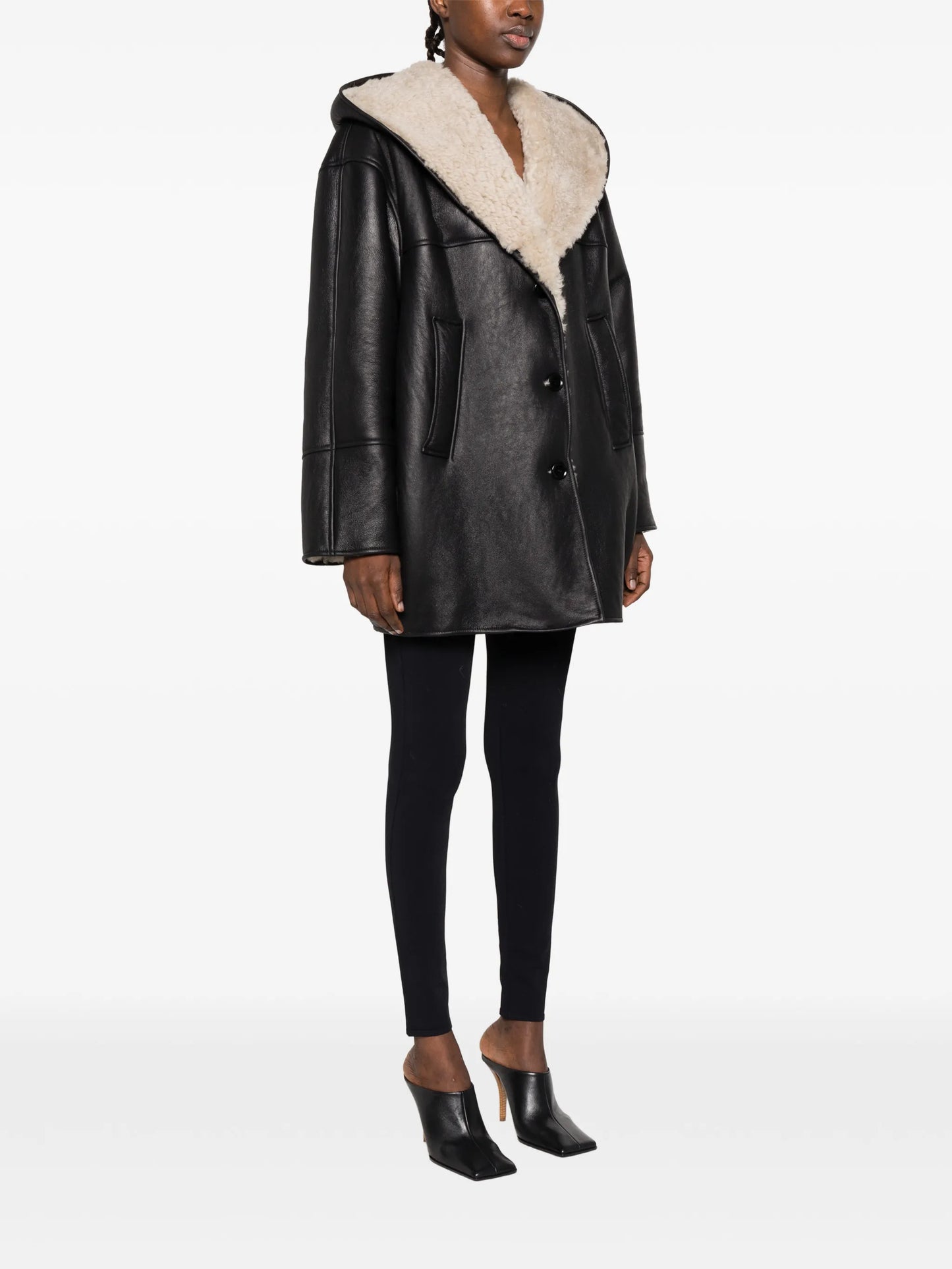 hooded shearling coat