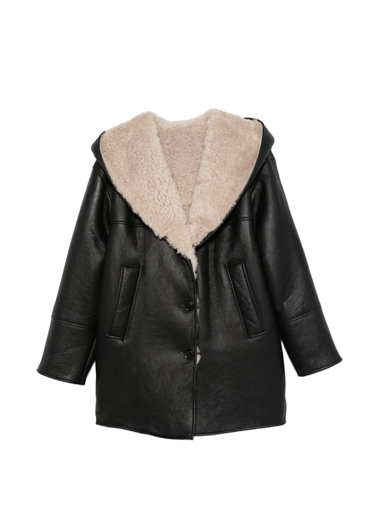 hooded shearling coat