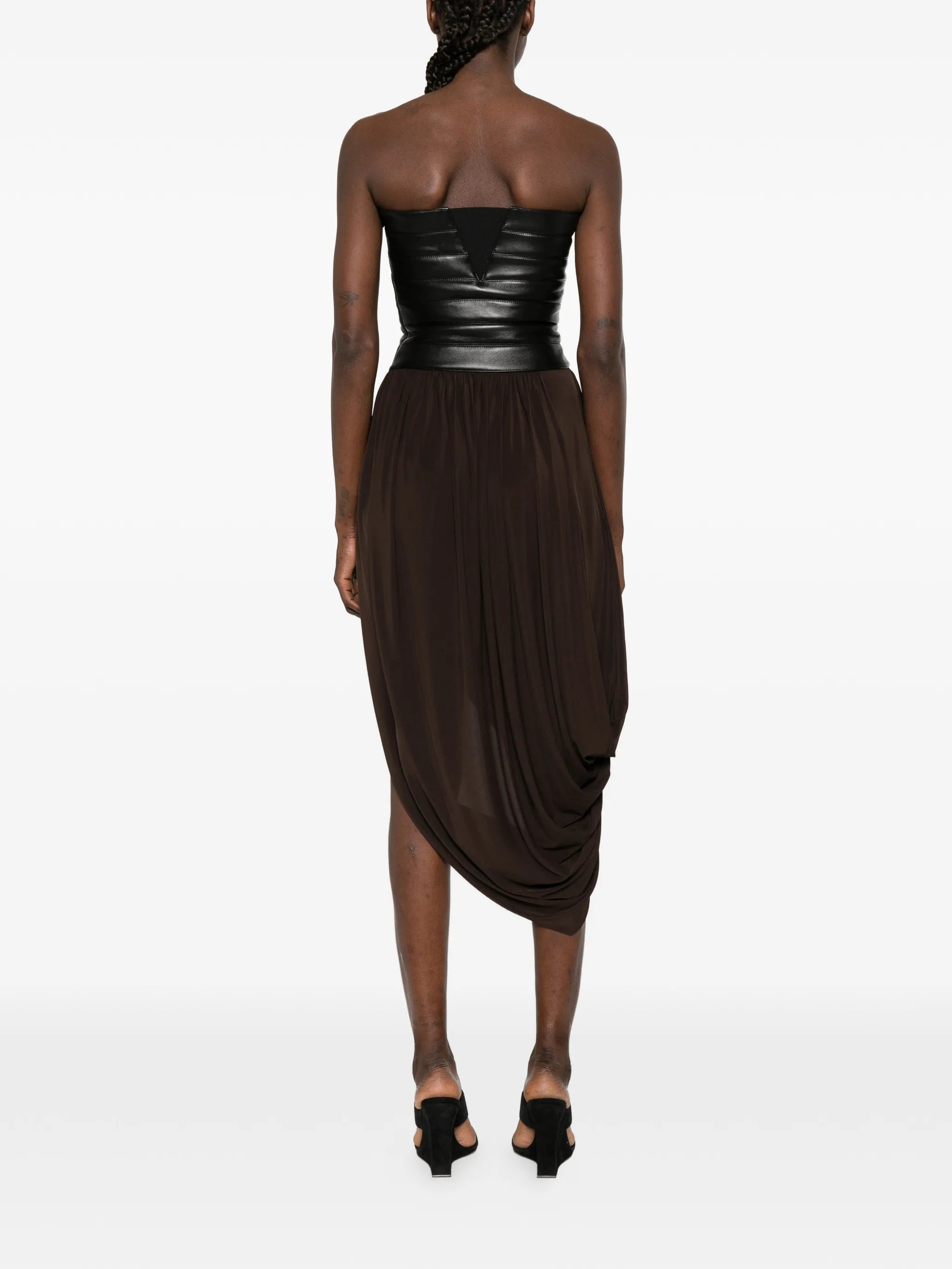 bustier-style pleated midi dress