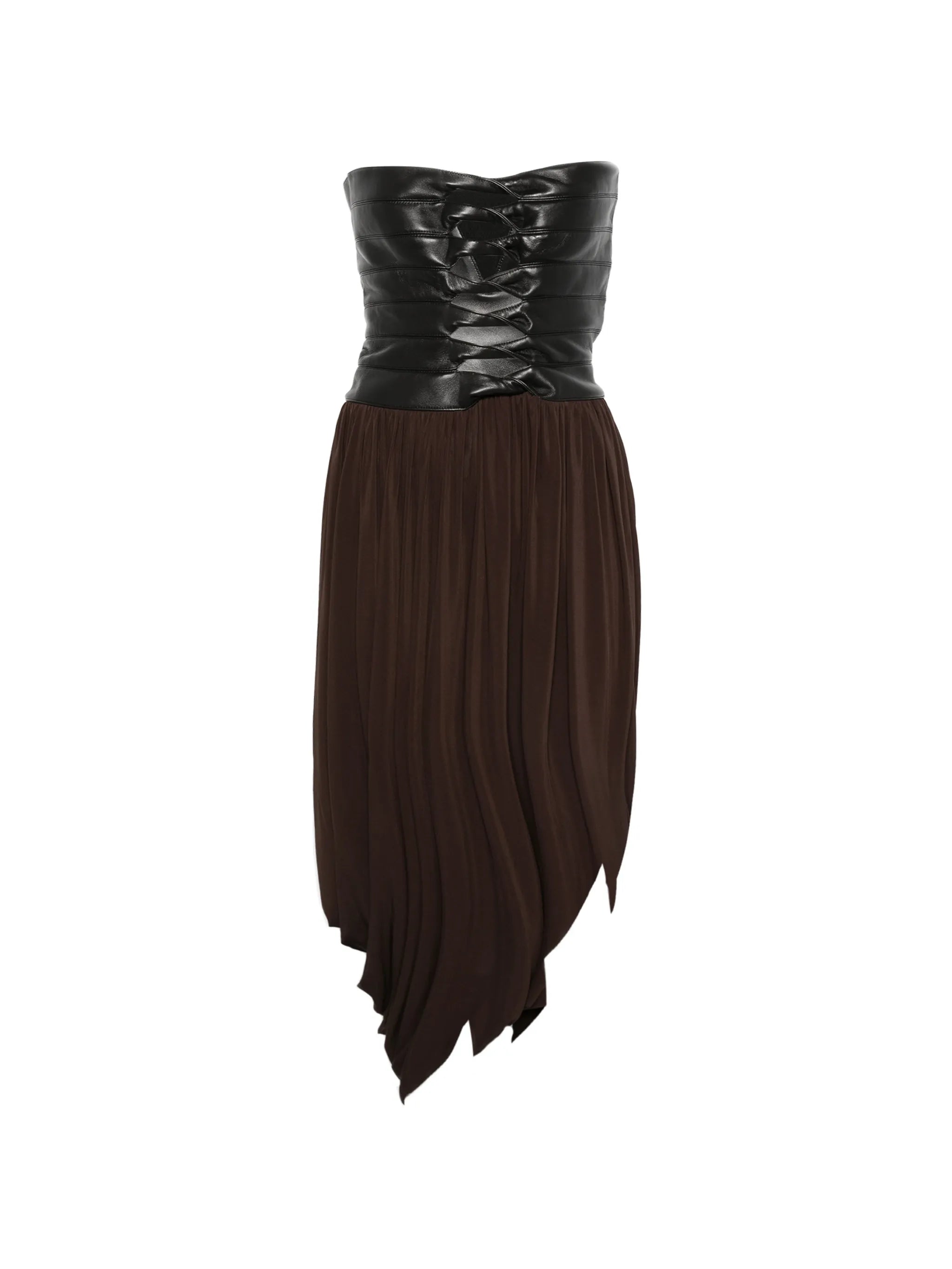 bustier-style pleated midi dress