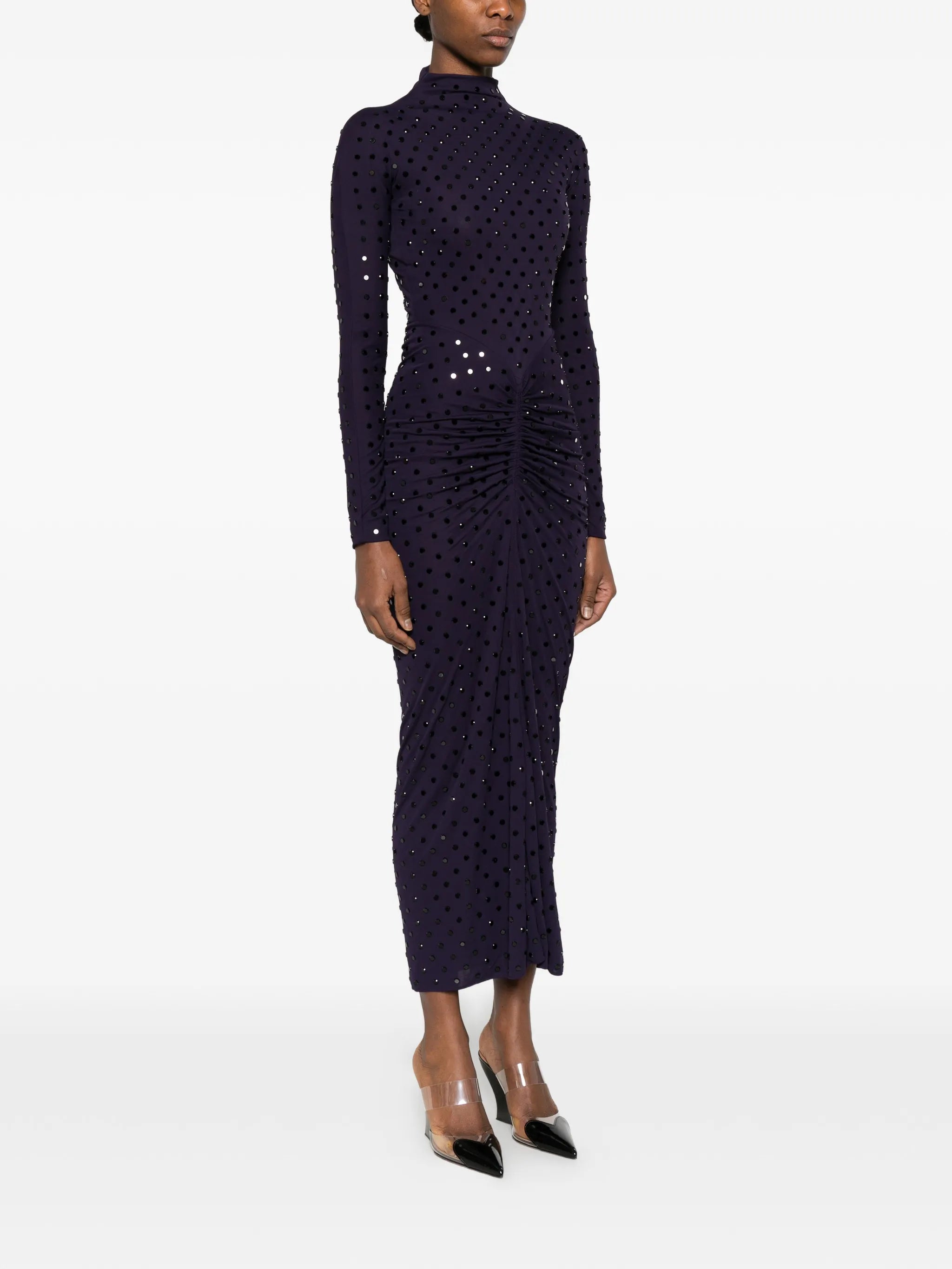 draped studded maxi dress