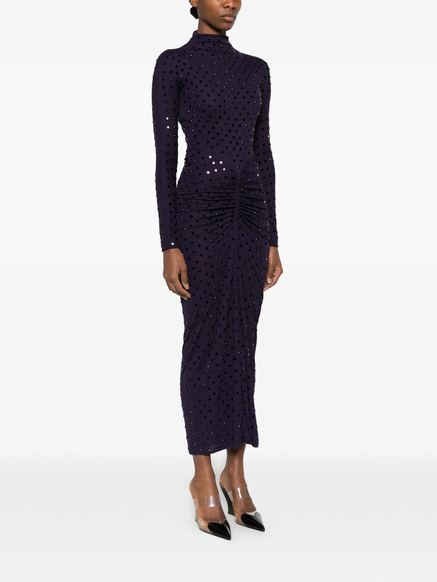 draped studded maxi dress