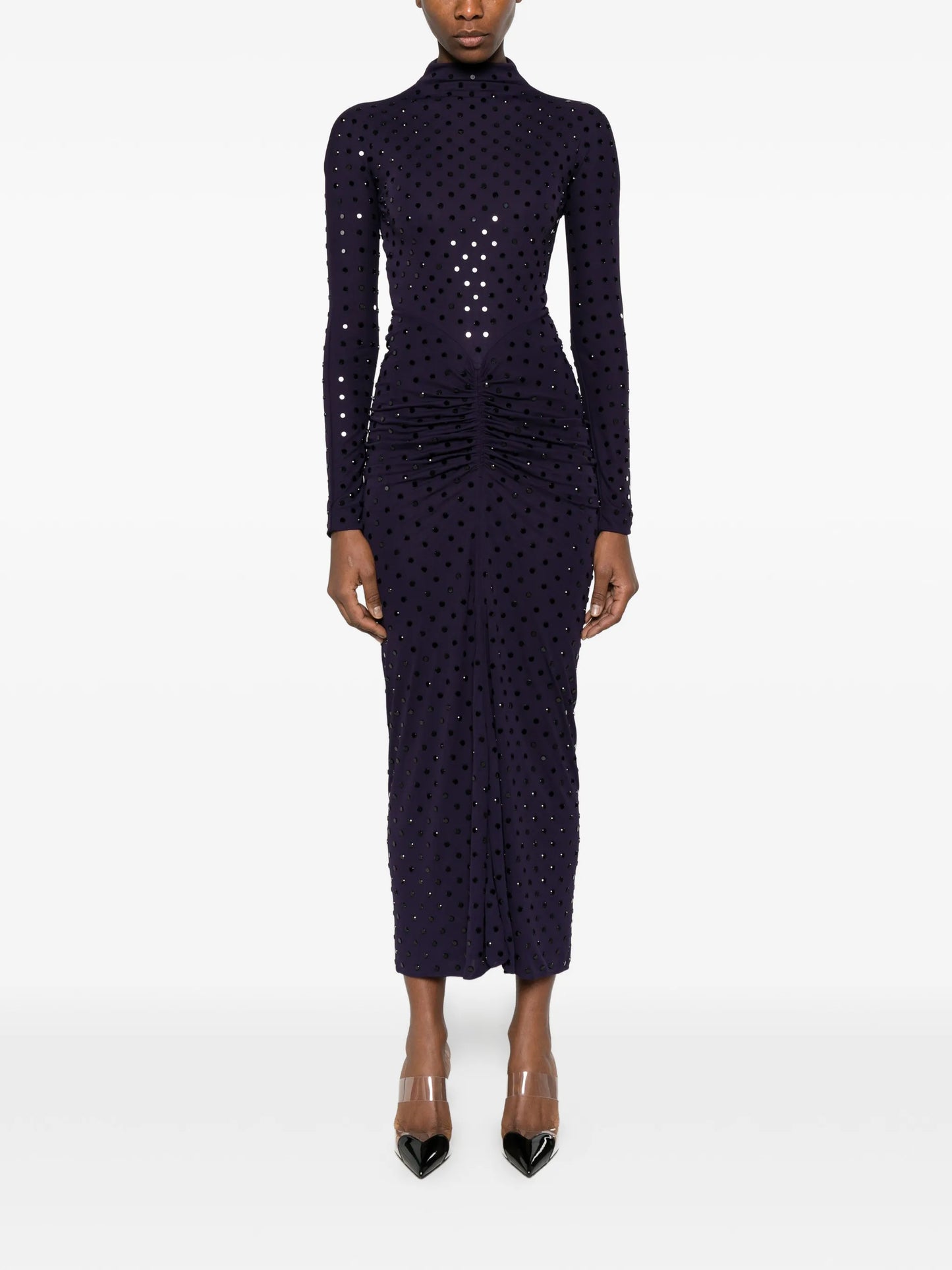 draped studded maxi dress