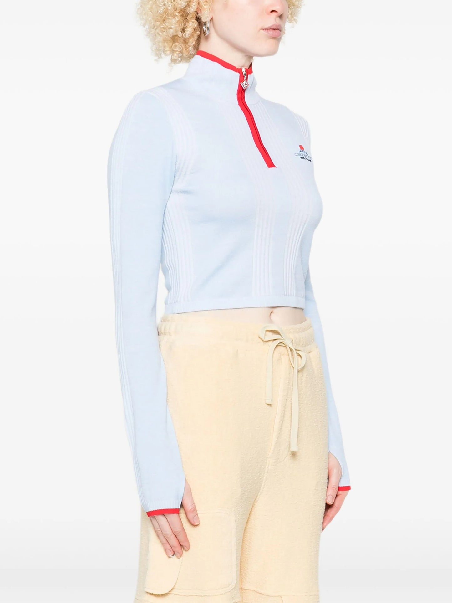 ribbed zip-up sweatshirt