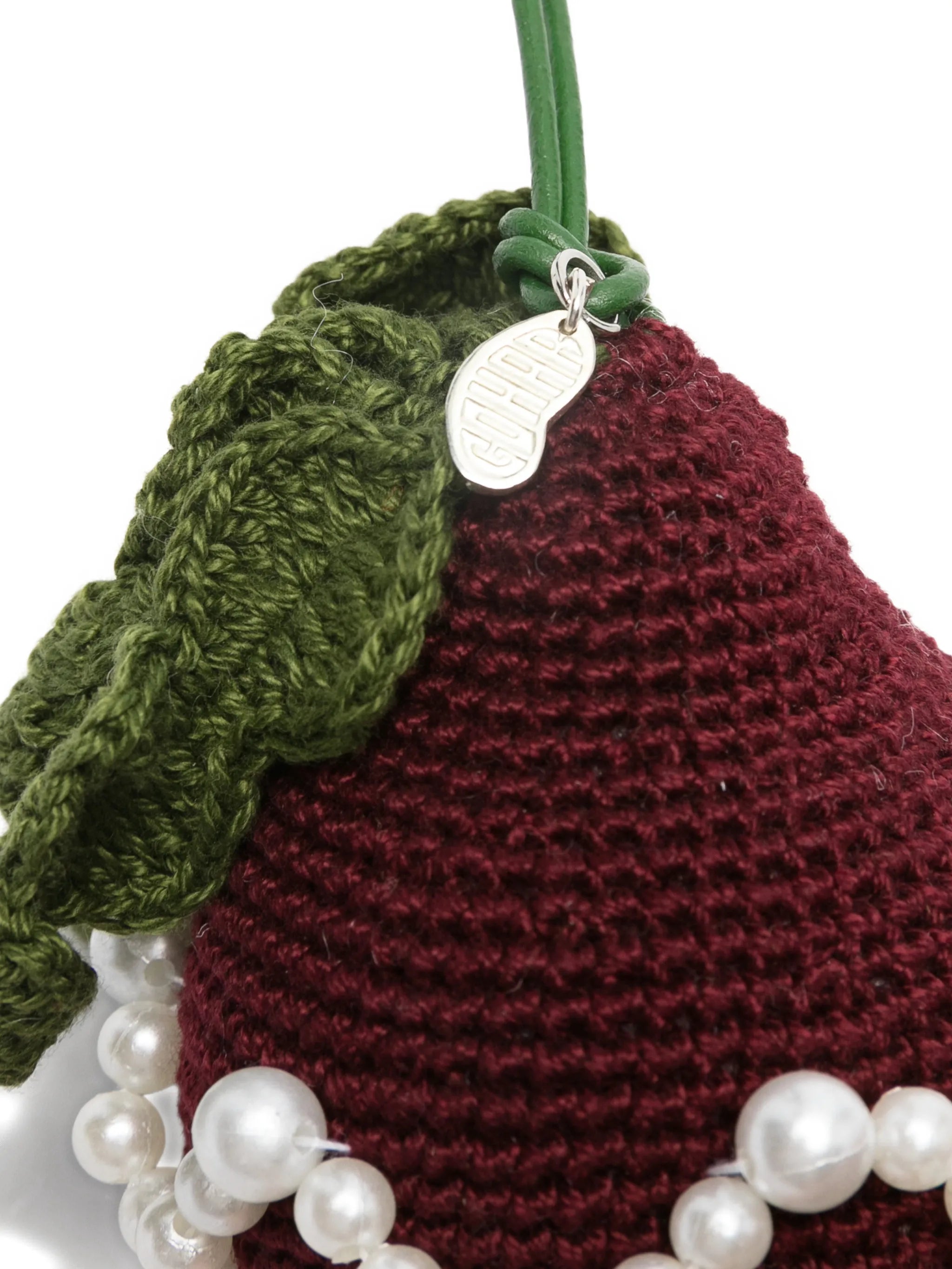 crochet beaded beet bag charm