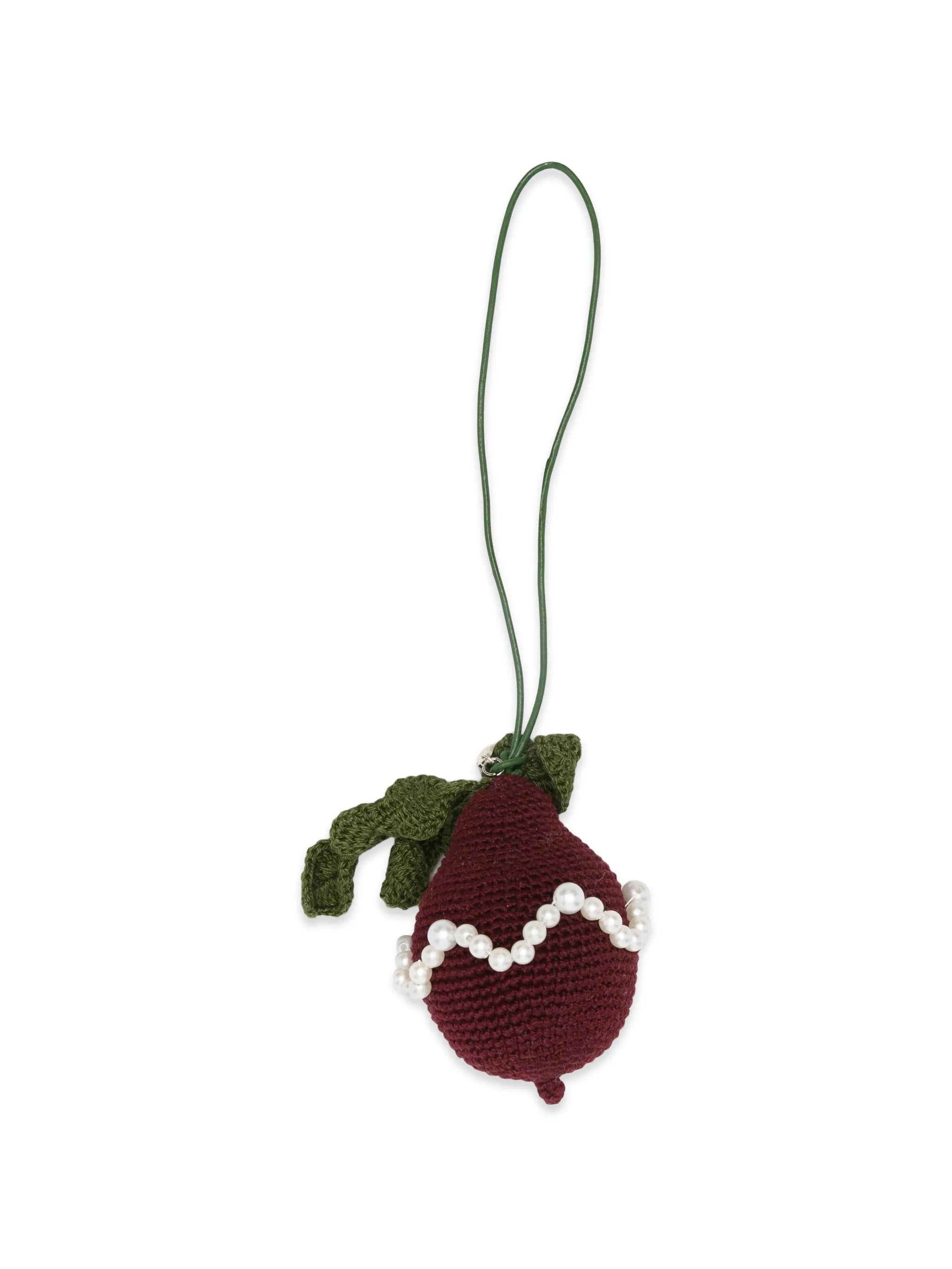 crochet beaded beet bag charm