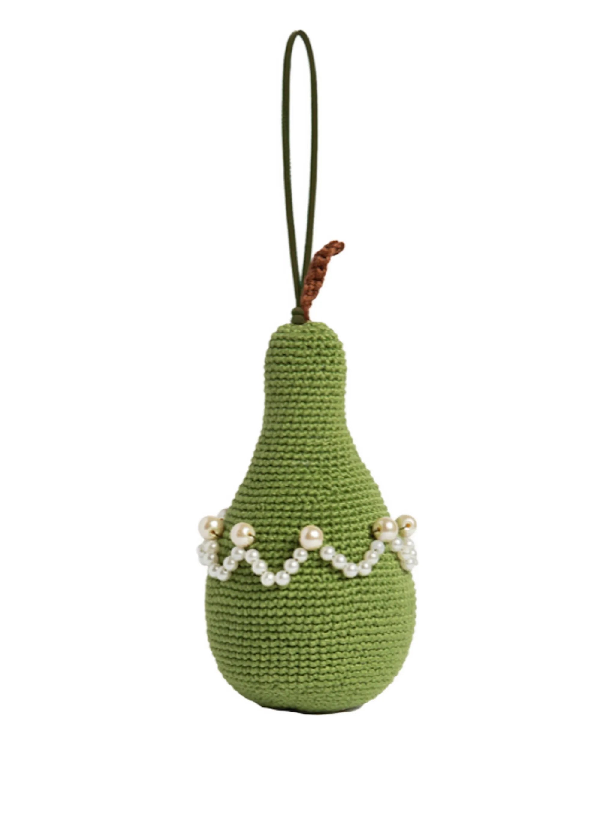 crochet pear bag charm