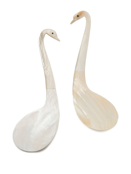 Swan mother-of-pearl serving spoons
