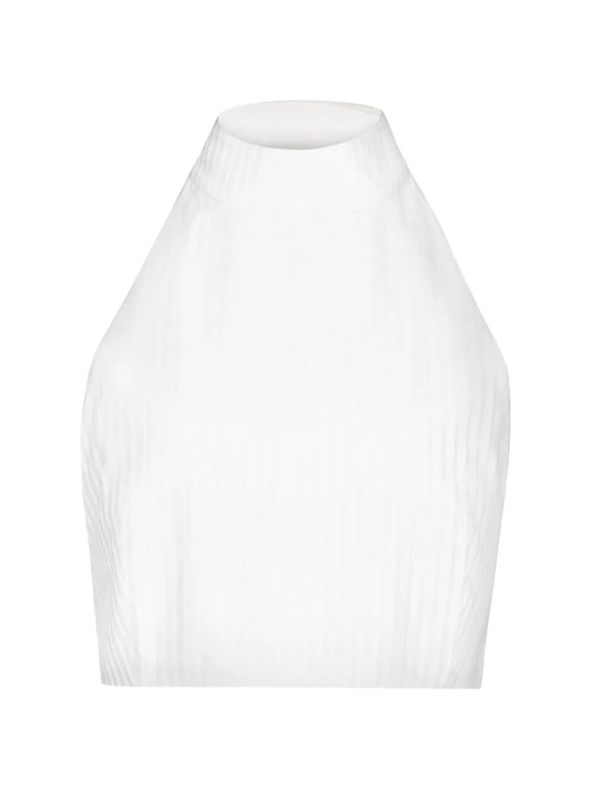 pleated halter-neck top