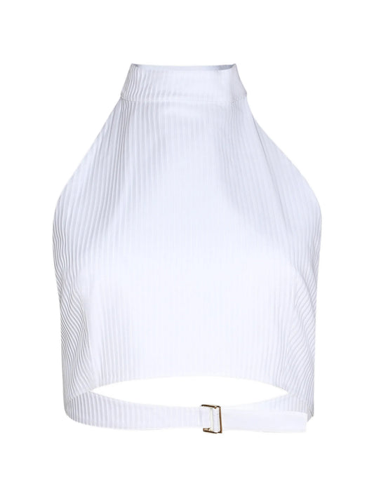 pleated halter-neck top