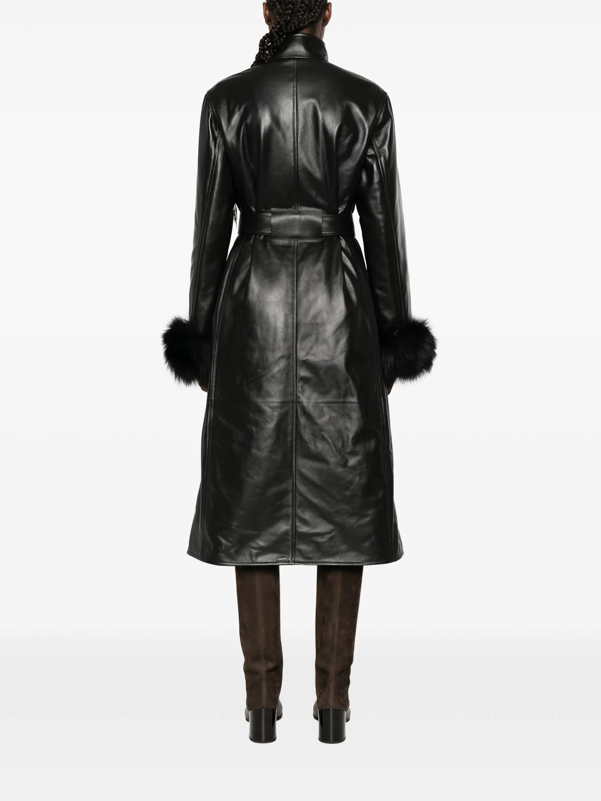 belted leather coat
